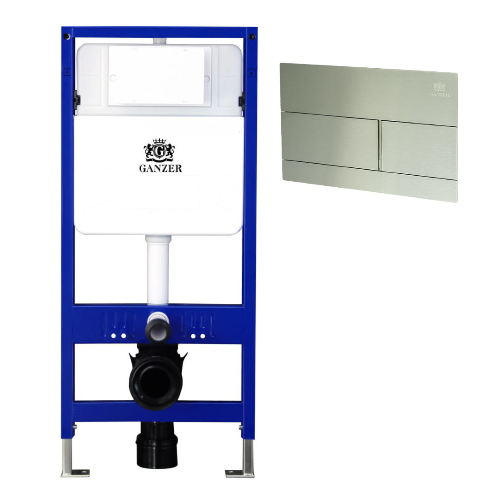 Инсталляция для подвесного унитаза GANZER GZ 27001 с клавишей смыва для инсталляции Ganzer GZ 2754-G сатин