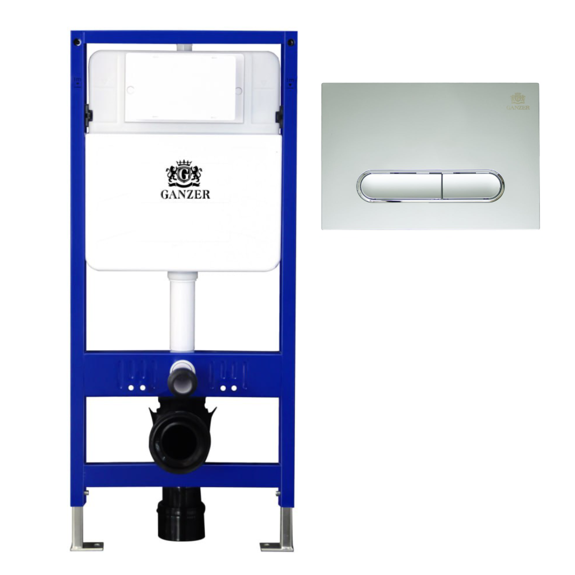 Инсталляция для подвесного унитаза GANZER GZ 27001 с клавишей смыва для инсталляции Ganzer GZ 2752 хром