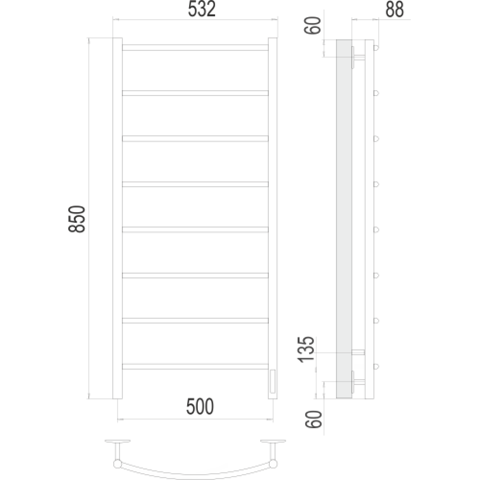 Полотенцесушитель TERMINUS Классик П8 500х850 (сатин, Quick Touch) фото-2 Полотенцесушитель TERMINUS Классик П8 500х850 (сатин, Quick Touch) фото-2