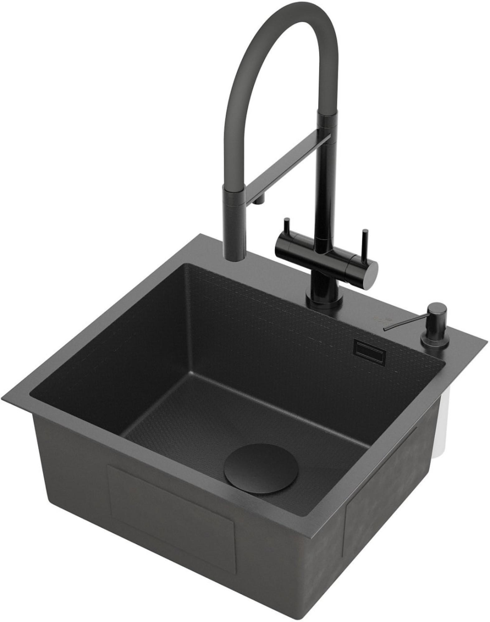 Кухонная мойка Roxen Snake 560220-50-BS (50*48) PVD графит/текстурная поверхность (с коландером и дозатором) фото-3