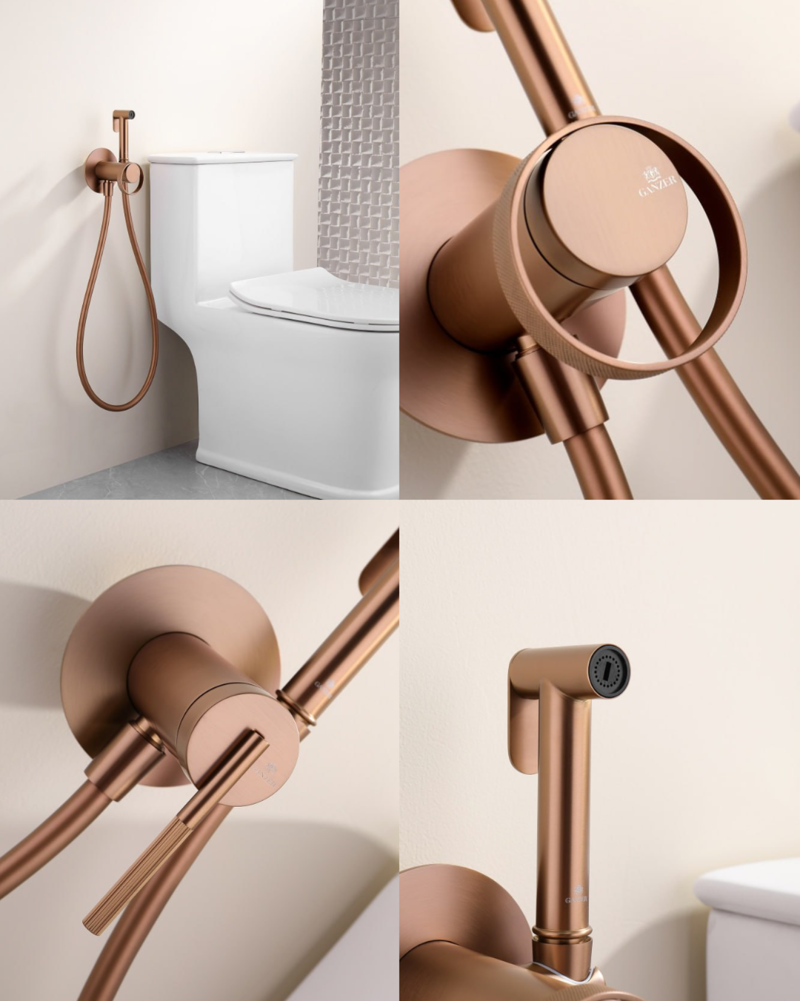 Комплект Ganzer #G19 душевая система Ganzer 19165-R, смеситель Ganzer 19144-R, гигиенический душ Ganzer 19157-R - фото2