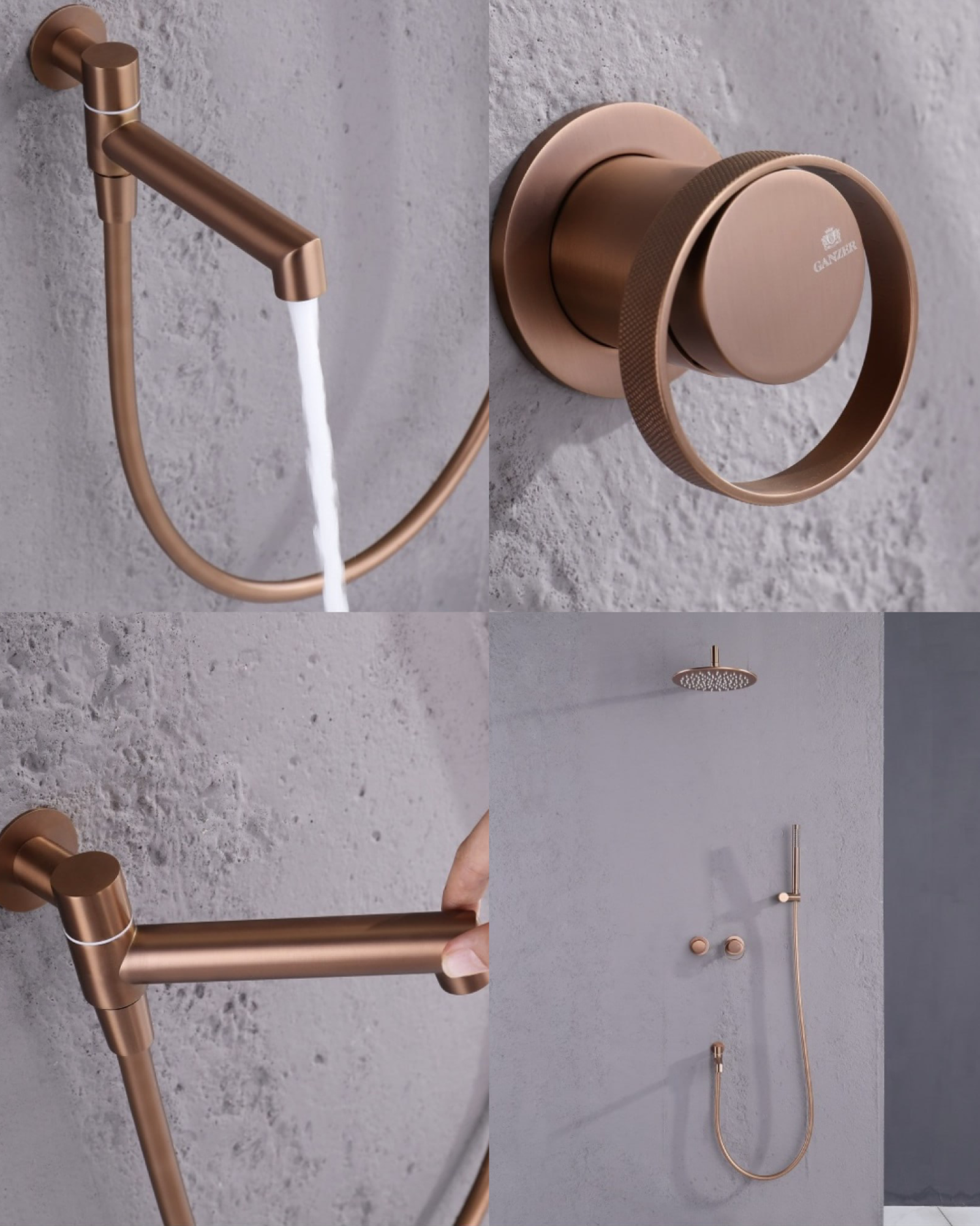 Комплект Ganzer #G19 душевая система Ganzer 19165-R, смеситель Ganzer 19144-R, гигиенический душ Ganzer 19157-R фото-3