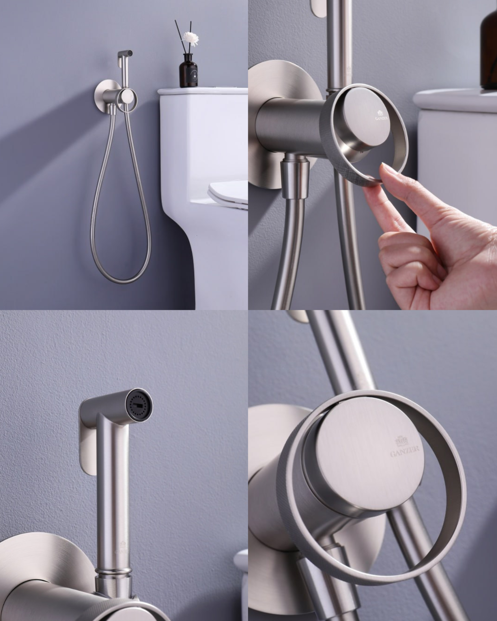 Комплект Ganzer #G19 душевая система Ganzer 19165-G, смеситель Ganzer 19144-G, гигиенический душ Ganzer 19157-G фото-4