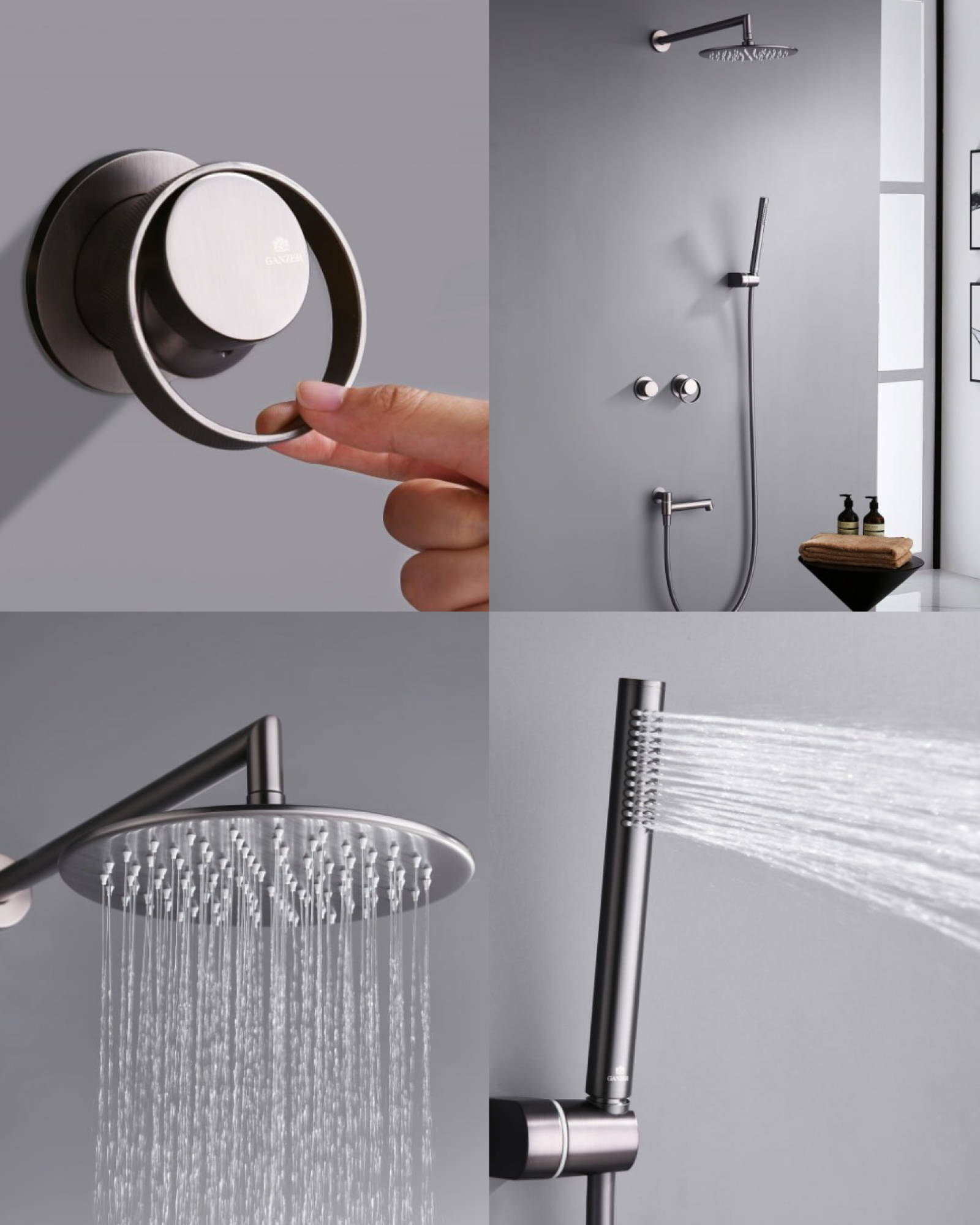 Комплект Ganzer #G19 душевая система Ganzer 19165-Q, смеситель Ganzer 19144-Q, гигиенический душ Ganzer 19157-Q фото-4