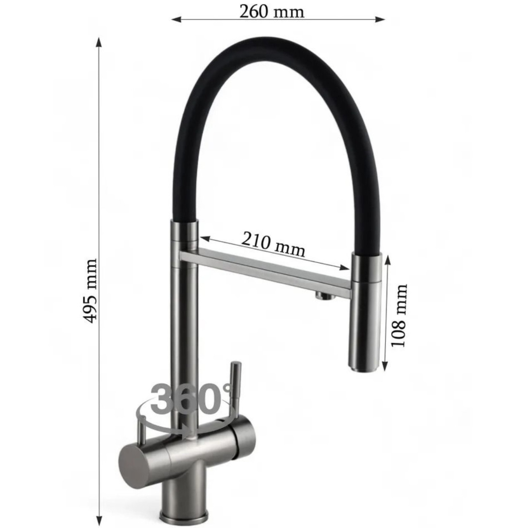 Смеситель для кухни Wasser Zimmer ZM-4010H под фильтр графит фото-5