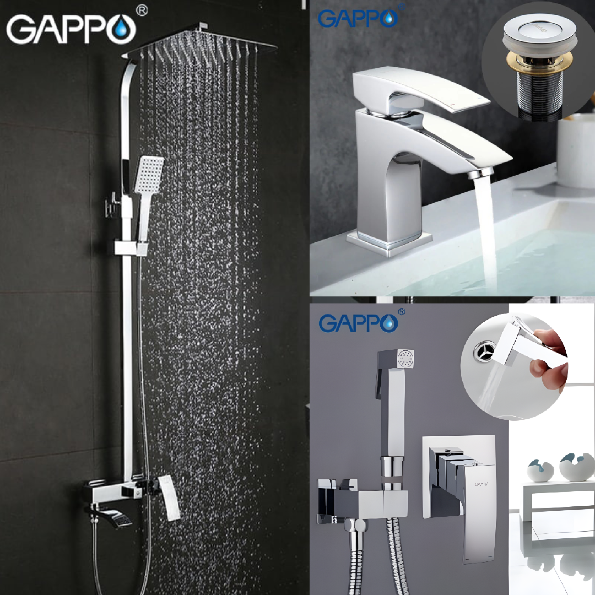 Комлект Gappo #07 Душевая система G2407 смеситель G1007 гигиенический душ G7207 - фото1