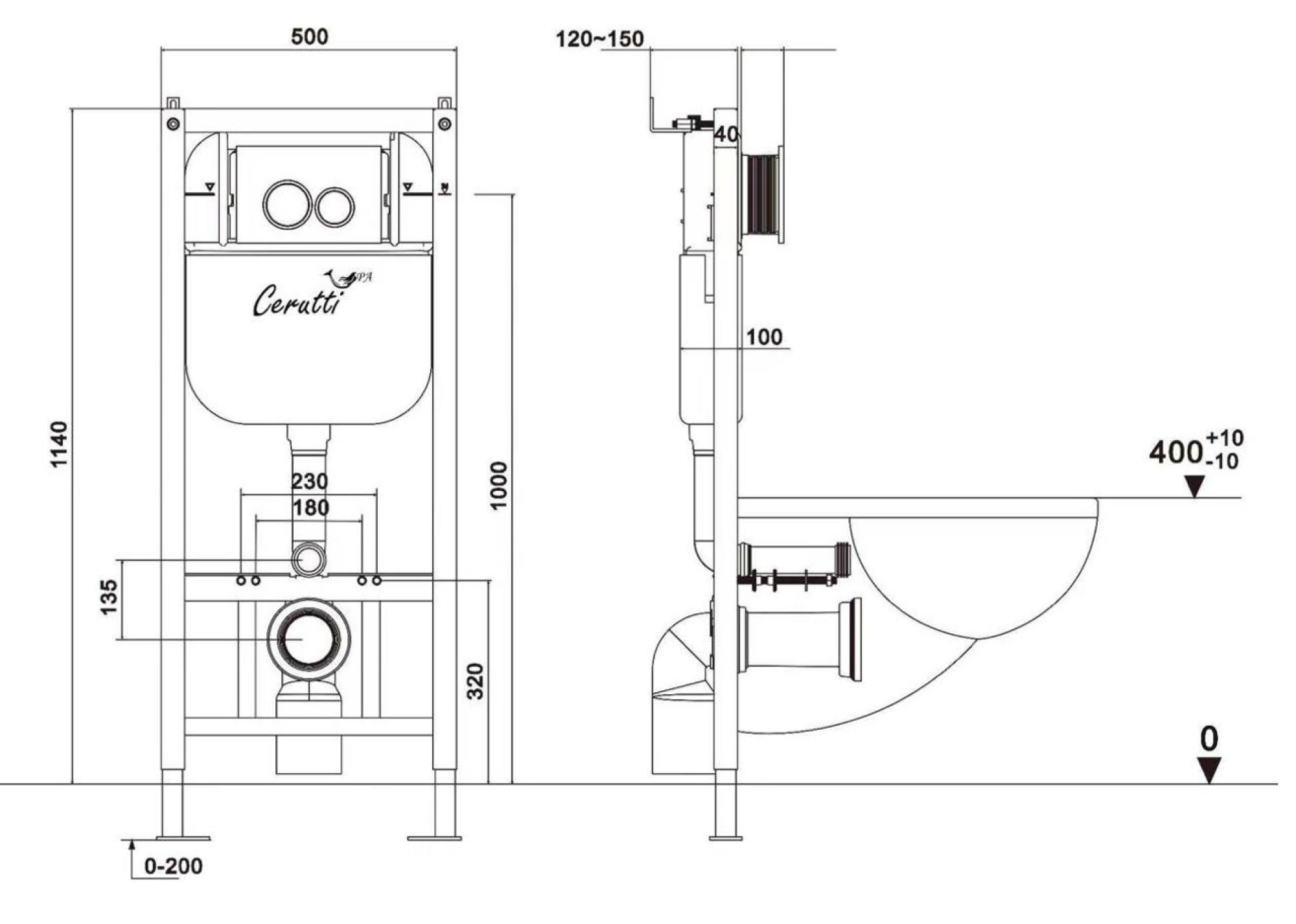 Инсталляция для подвесного унитаза Ceruttispa CR558 (код 10783) + Монтажные трубы (код 9910) фото-3 Инсталляция для подвесного унитаза Ceruttispa CR558 (код 10783) + Монтажные трубы (код 9910) фото-3