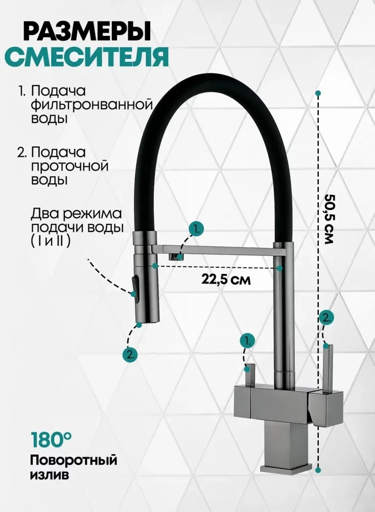 Смеситель Grocenberg GB4098 (графит) фото-3