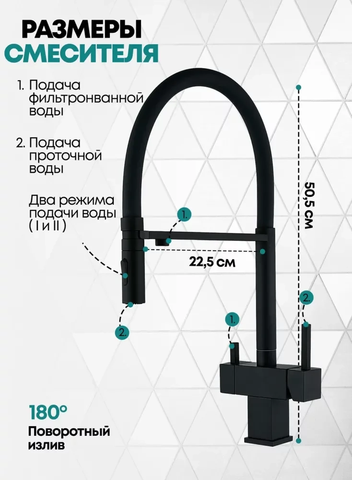 Смеситель Grocenberg GB4098 (черный матовый) фото-3