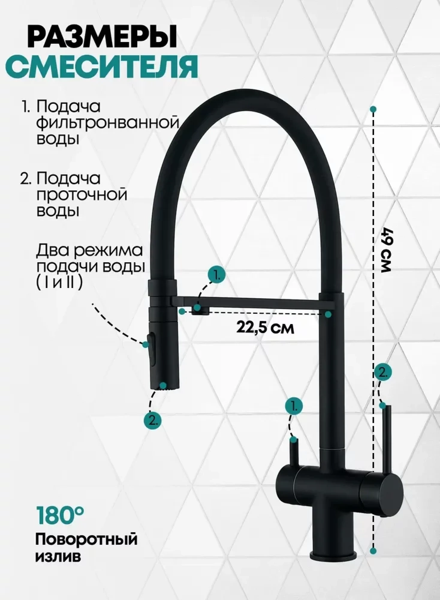 Смеситель Grocenberg GB4096 (черный матовый) фото-3