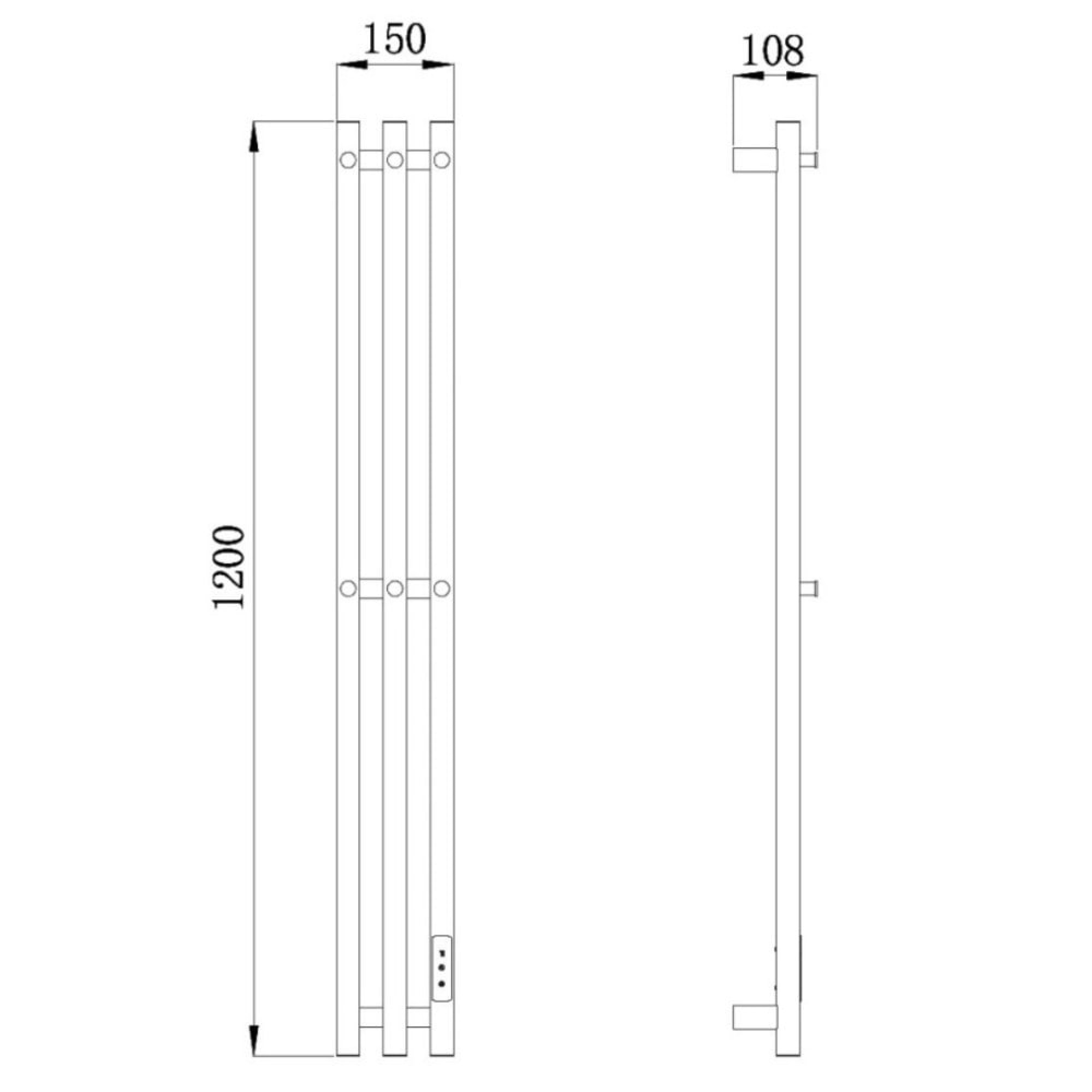 Полотенцесушитель электрический Raglo R350.17.09 настенный сенсорный узкий с терморегулятором, оружейная сталь фото-2
