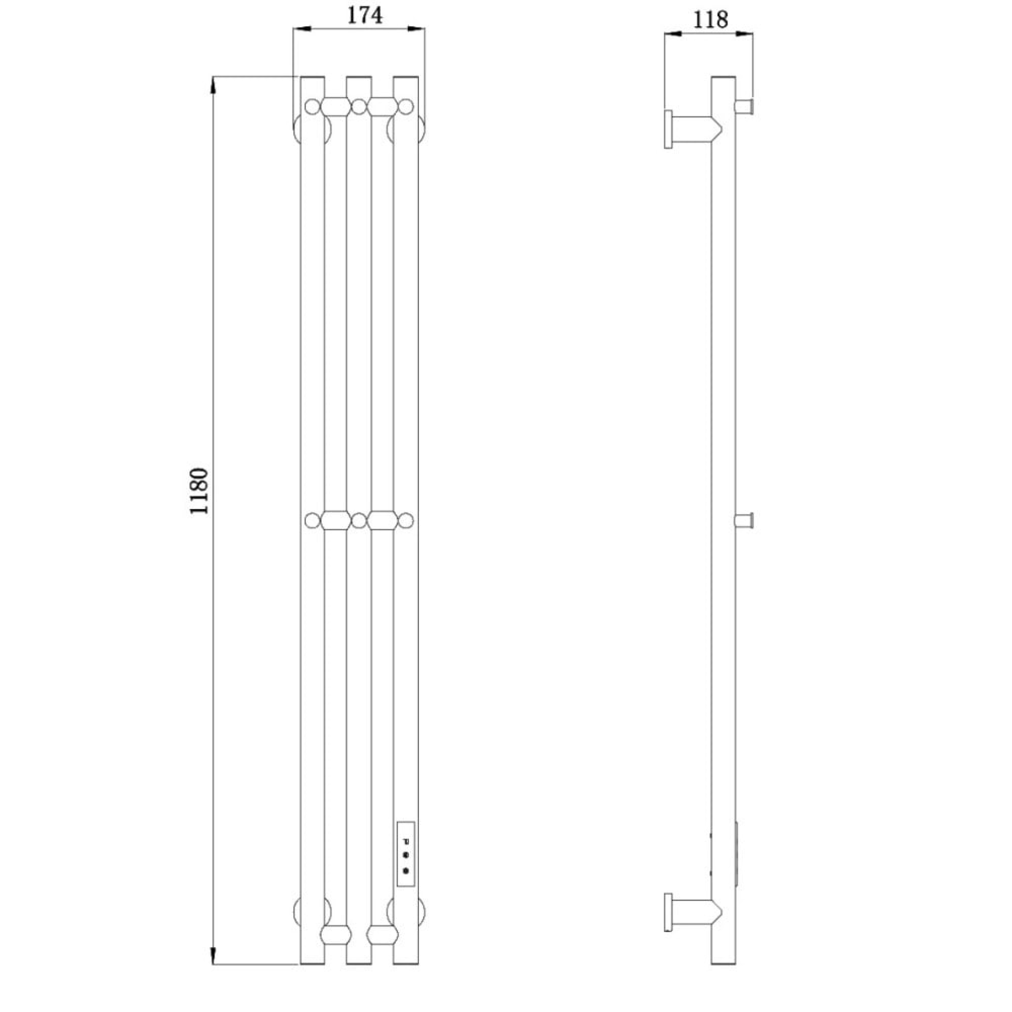 Полотенцесушитель электрический Raglo R350.16.09 настенный сенсорный узкий с терморегулятором, графит фото-2