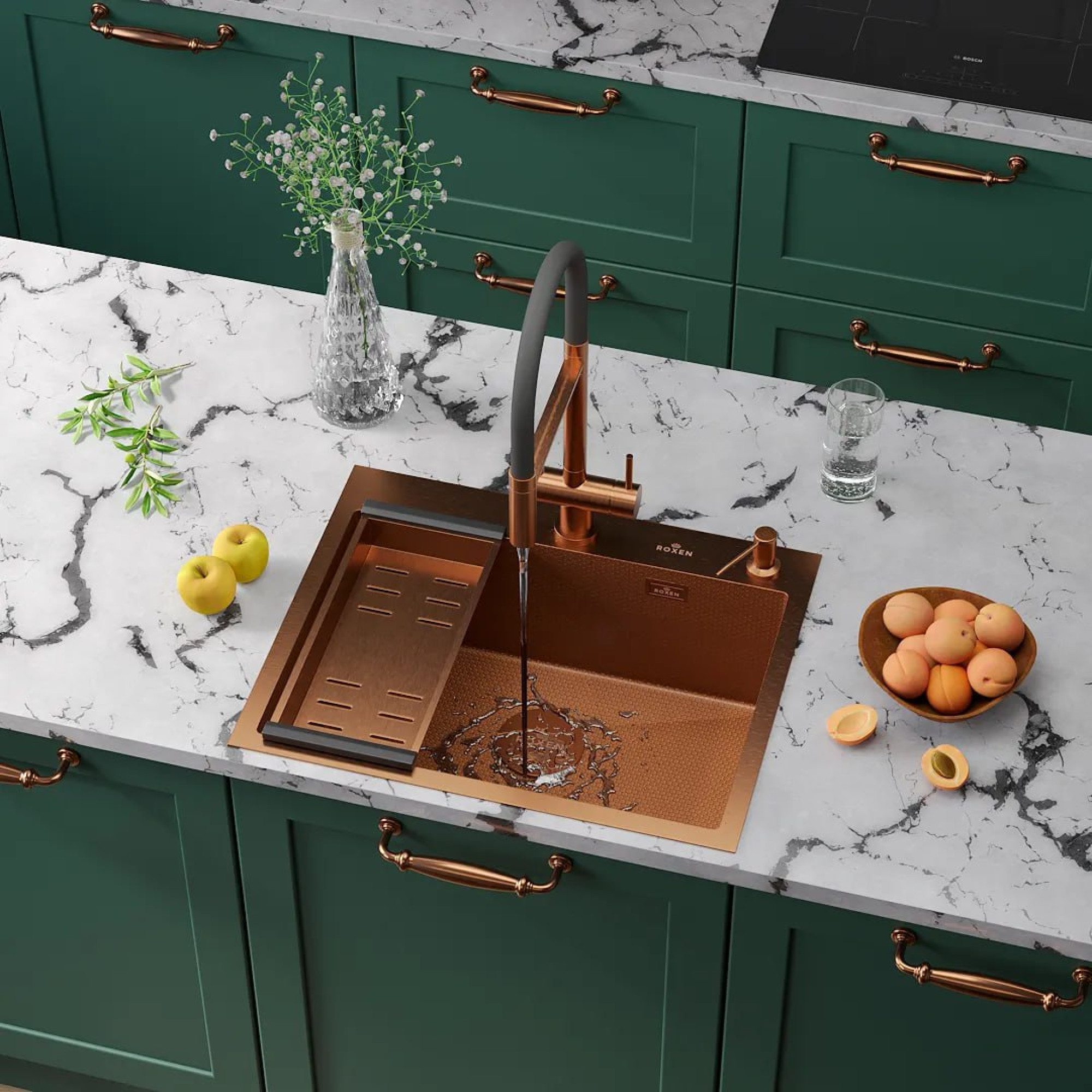 Комплект RSRL #60BRS Кухонная мойка Roxen Snake 560220-60-BRS PVD (бронза) Смеситель для кухонной мойки Raglo R20.63.33 фото-5