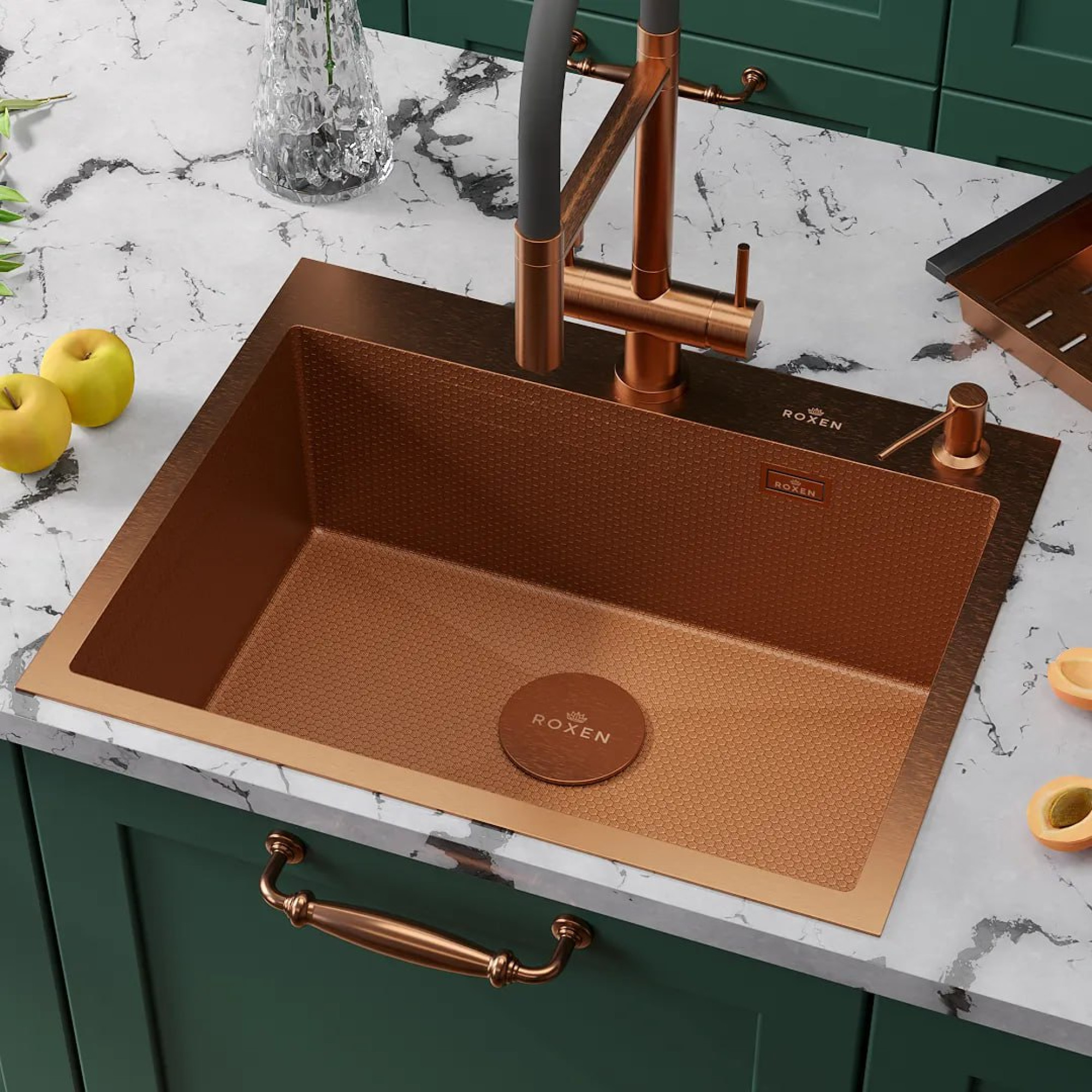 Комплект RSRL #60BRS Кухонная мойка Roxen Snake 560220-60-BRS PVD (бронза) Смеситель для кухонной мойки Raglo R20.63.33 фото-4