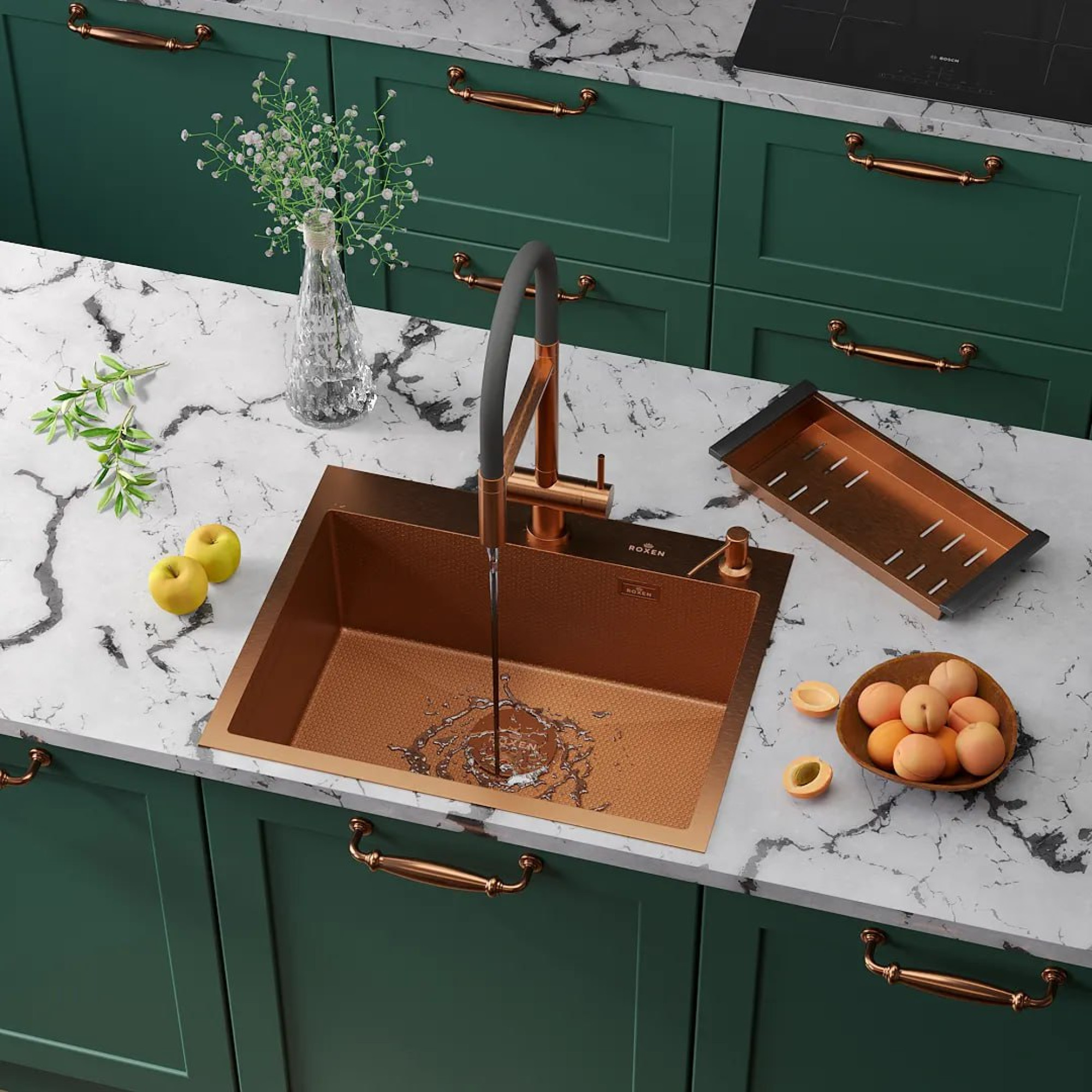 Комплект RSRL #60BRS Кухонная мойка Roxen Snake 560220-60-BRS PVD (бронза) Смеситель для кухонной мойки Raglo R20.63.33 фото-8