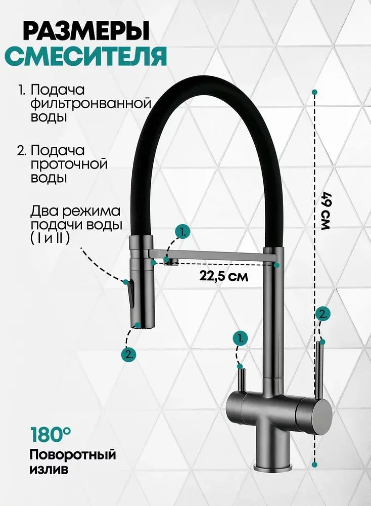 Смеситель Grocenberg GB4096 (графит) фото-2 Смеситель Grocenberg GB4096 (графит) фото-2