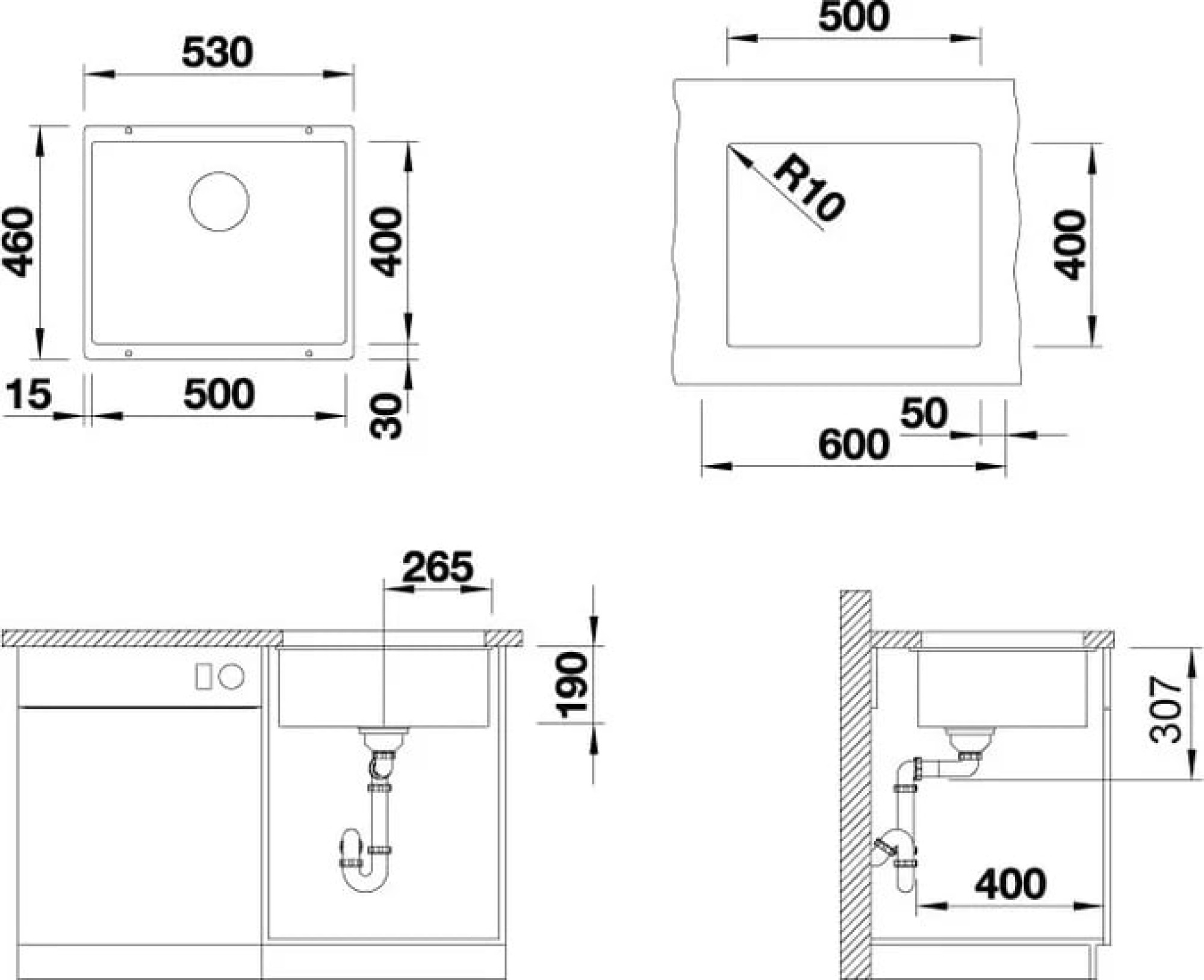 Кухонная мойка ZorG Subline 50 (черный оникс) фото-7