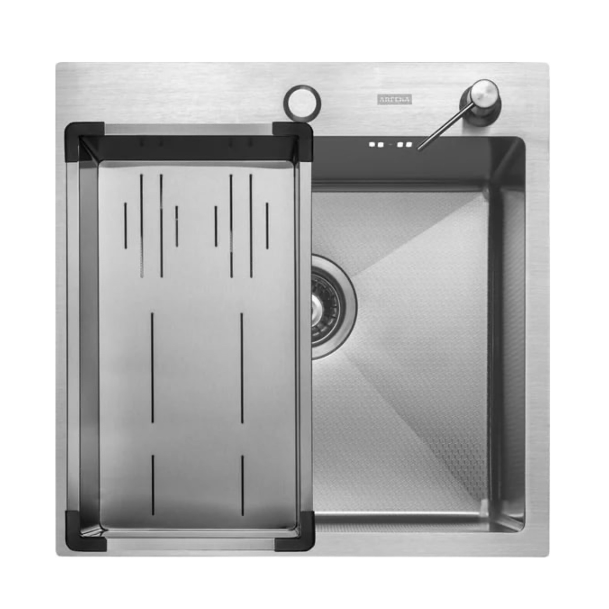 Кухонная мойка ARFEKA Eco AR мойка 500*500, коландер G, дозатор Satin Decor Кухонная мойка ARFEKA Eco AR мойка 500*500, коландер G, дозатор Satin Decor