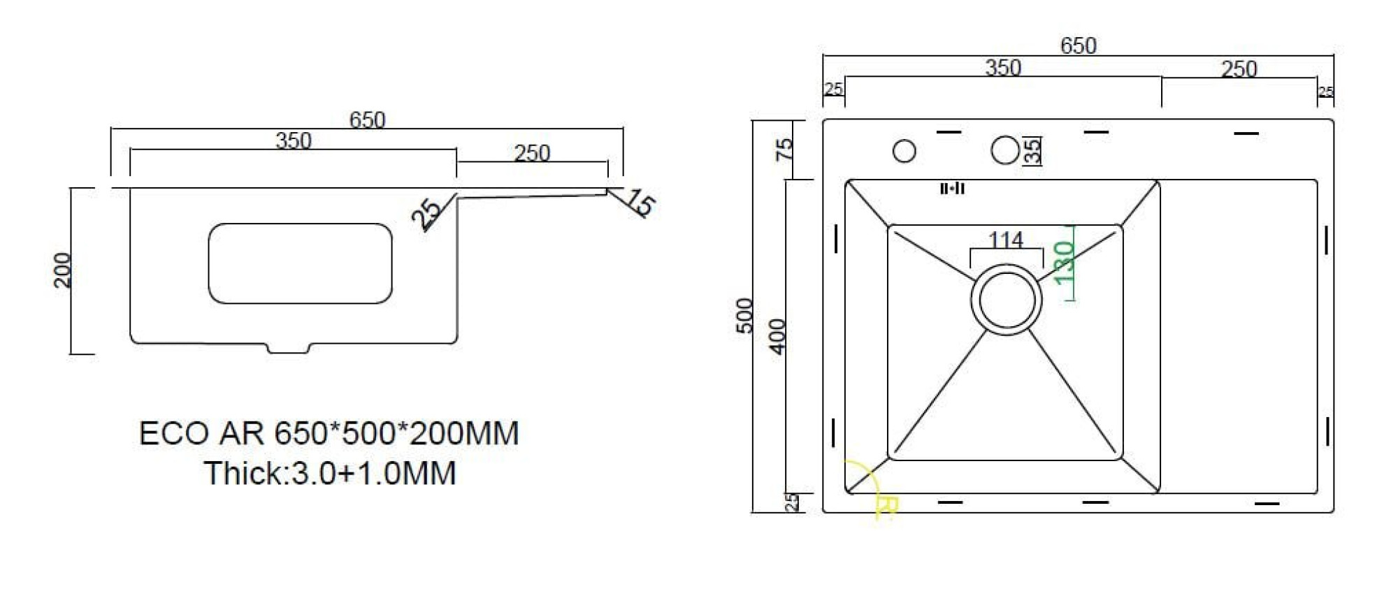Кухонная мойка ARFEKA ECO AR 650*500 L BLACK PVD NANO фото-6