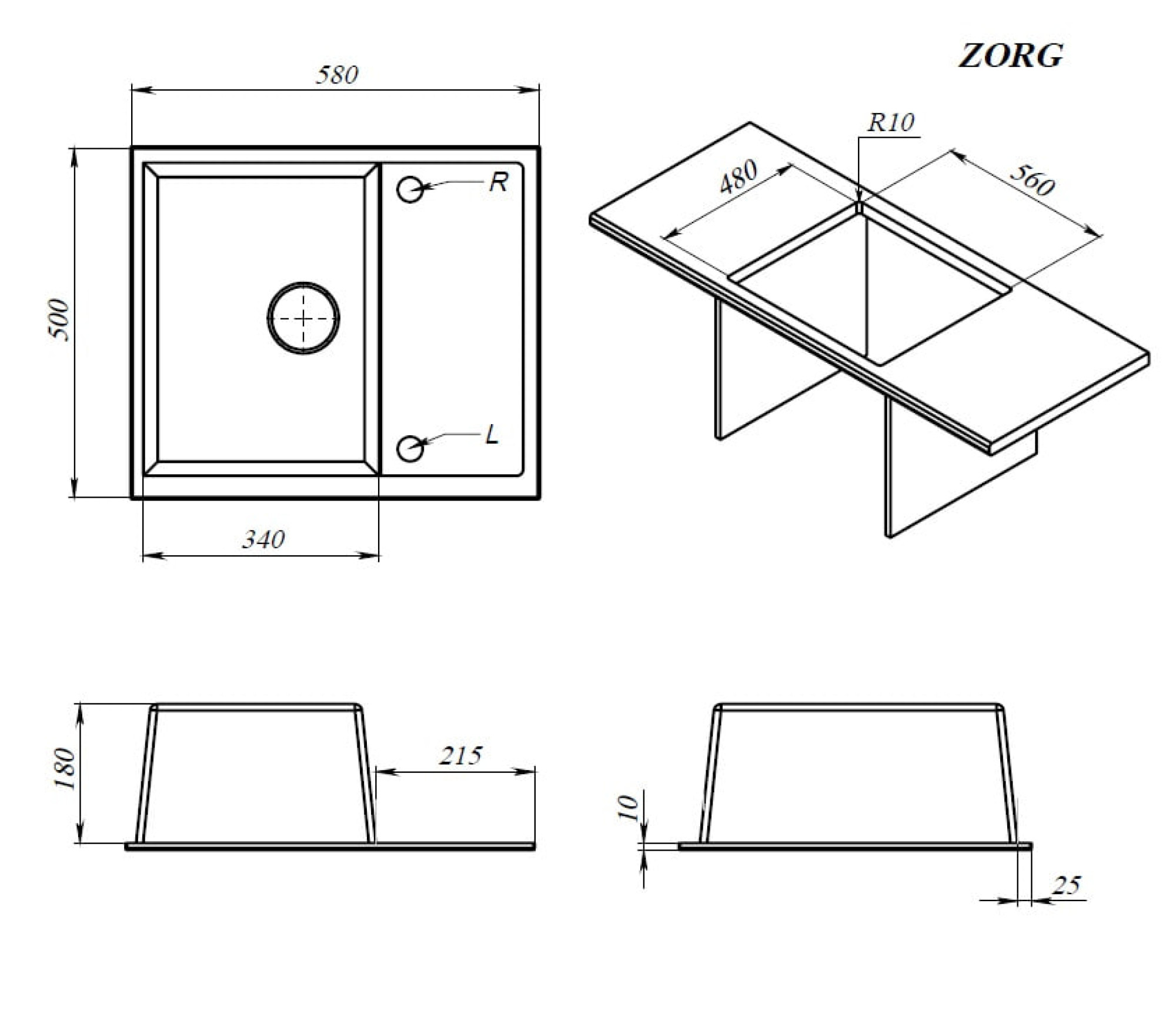 Кухонная мойка ZorG Apollo 58 (белый камень) фото-4