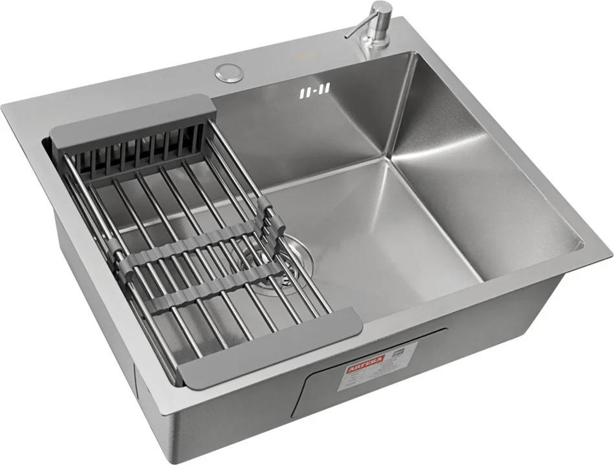 Кухонная мойка ARFEKA ECO AR мойка 600*500, коландер, дозатор SATIN DECOR VOLCANIC ROCK фото-5