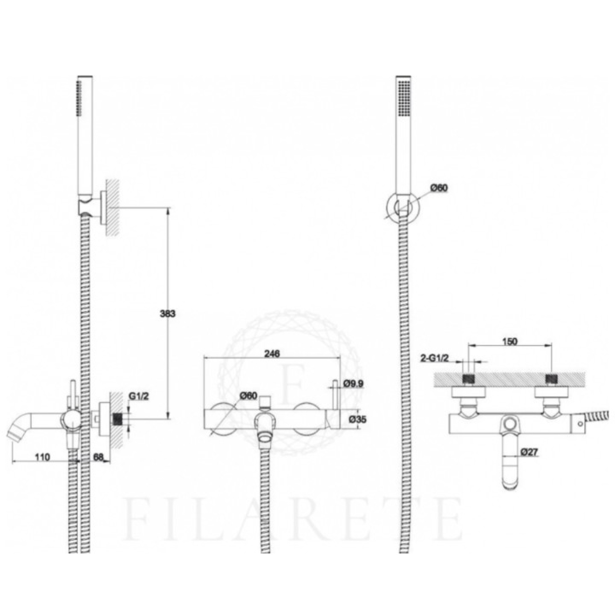 Смеситель Filarete Roun FL2120 (золото матовый) фото-9