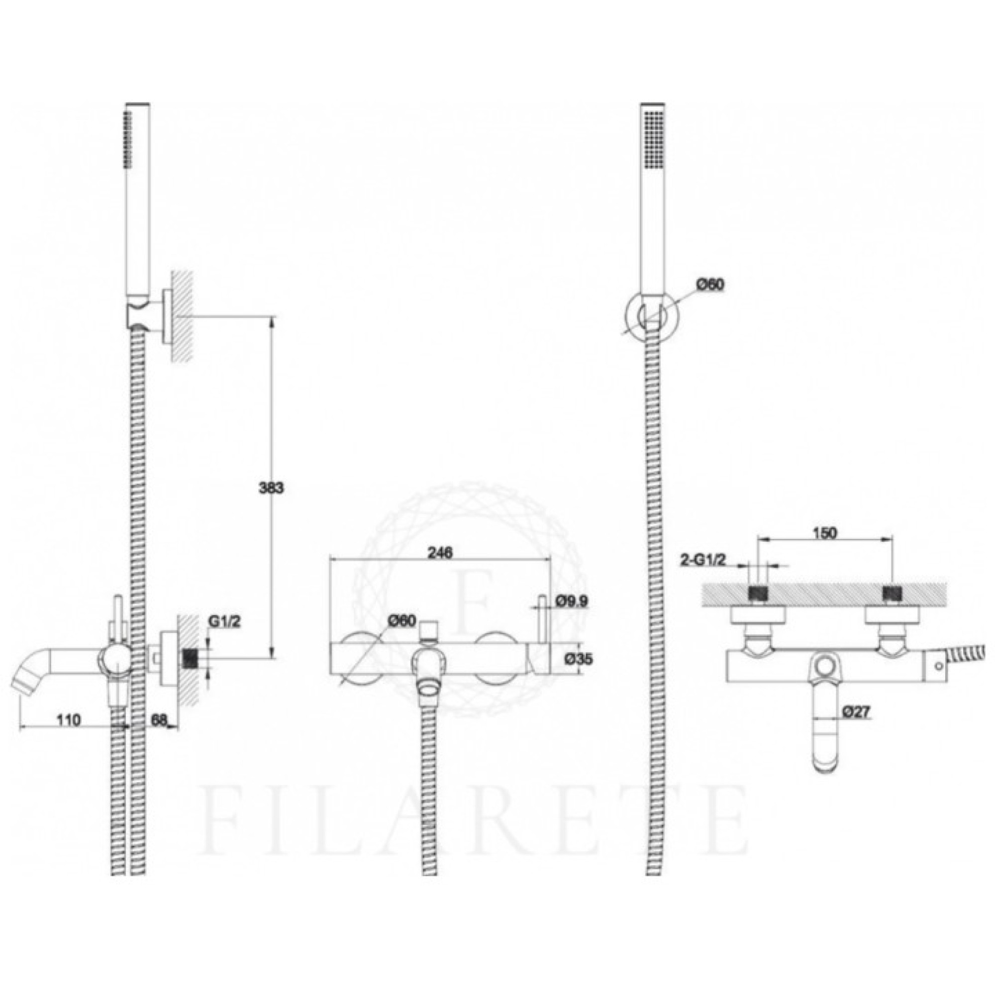 Смеситель Filarete Roun FL2120 (никель) фото-10