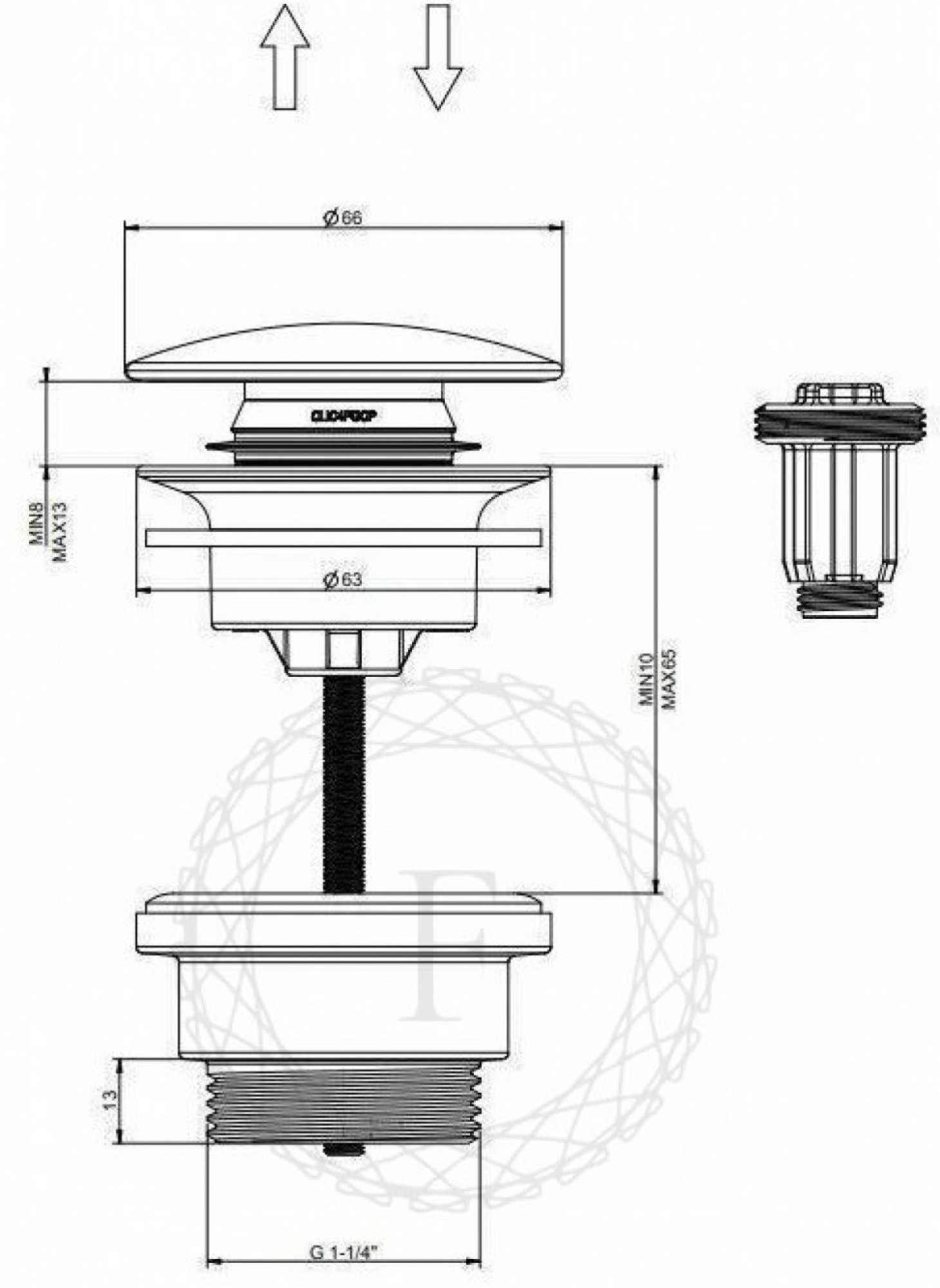 Донный клапан Filarete FL75 (хром) фото-4