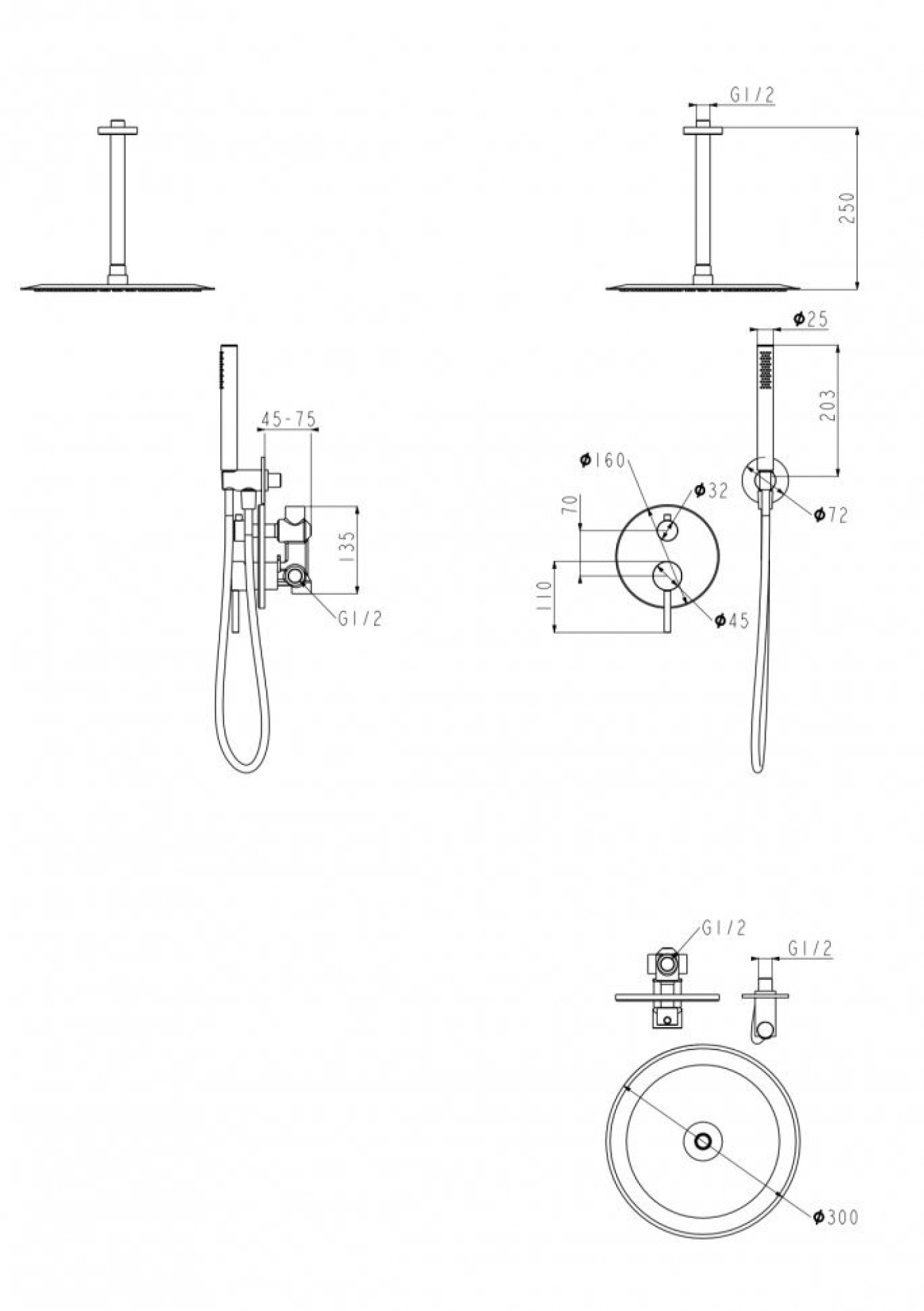 Душевая система  Filarete Roun FL1024 (никель) фото-8