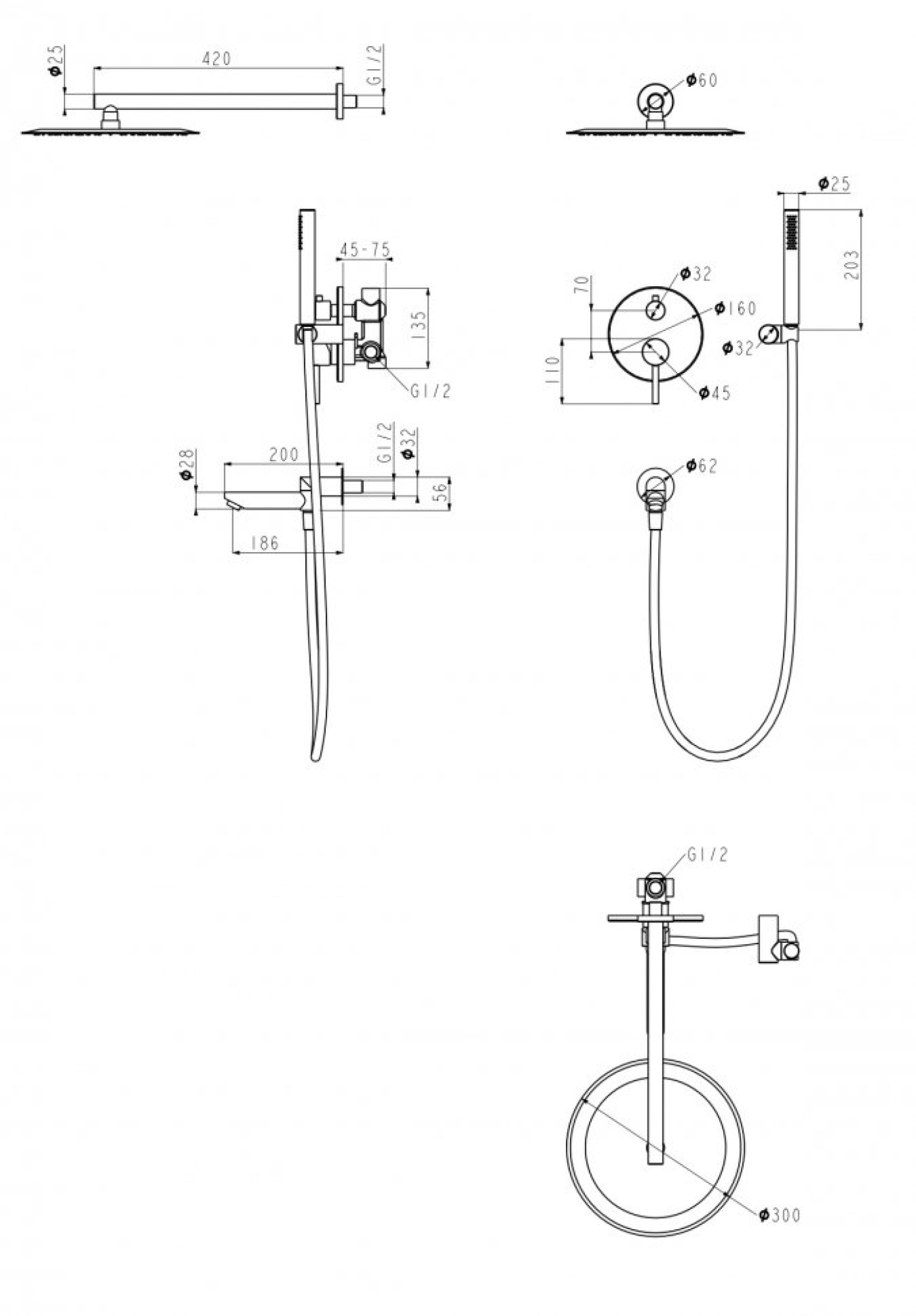 Душевая система  Filarete Roun FL1020 (никель) фото-5