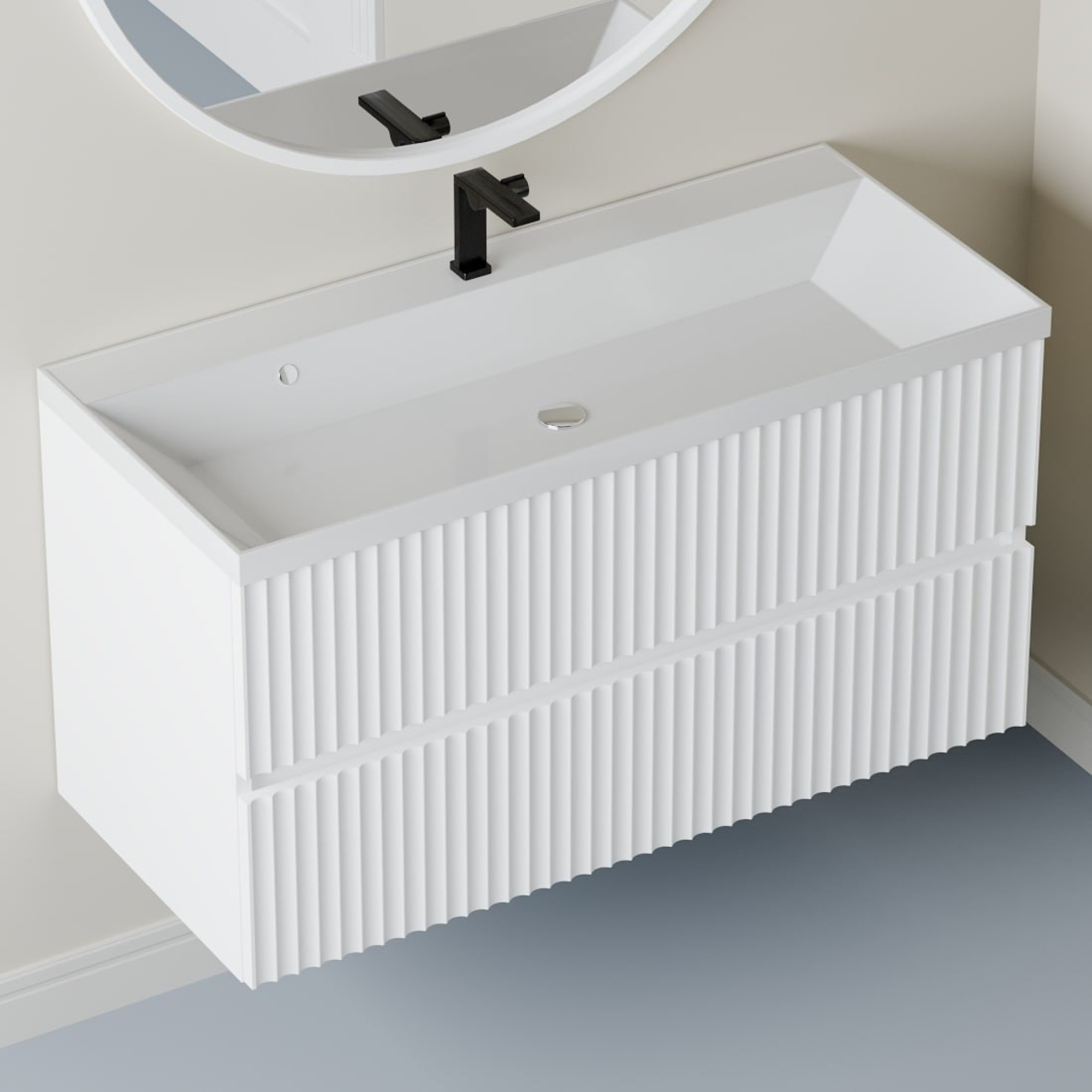 Тумба подвесная Vela Волна 100П под Classica (белый мат) белый гола TU9255 фото-2