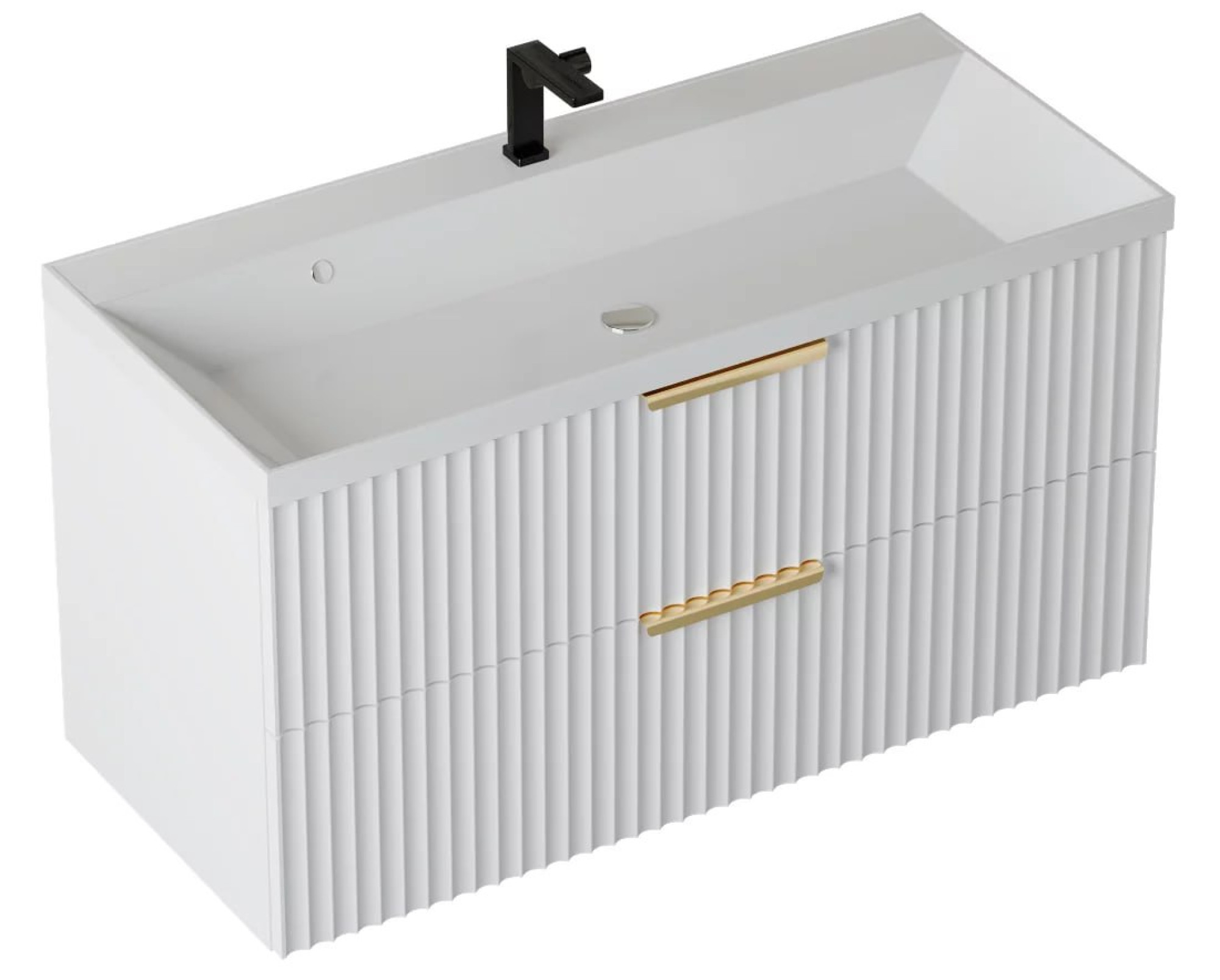 Тумба подвесная Vela Волна 100П под Classica (белый мат) золото хекси TU9224 - фото2