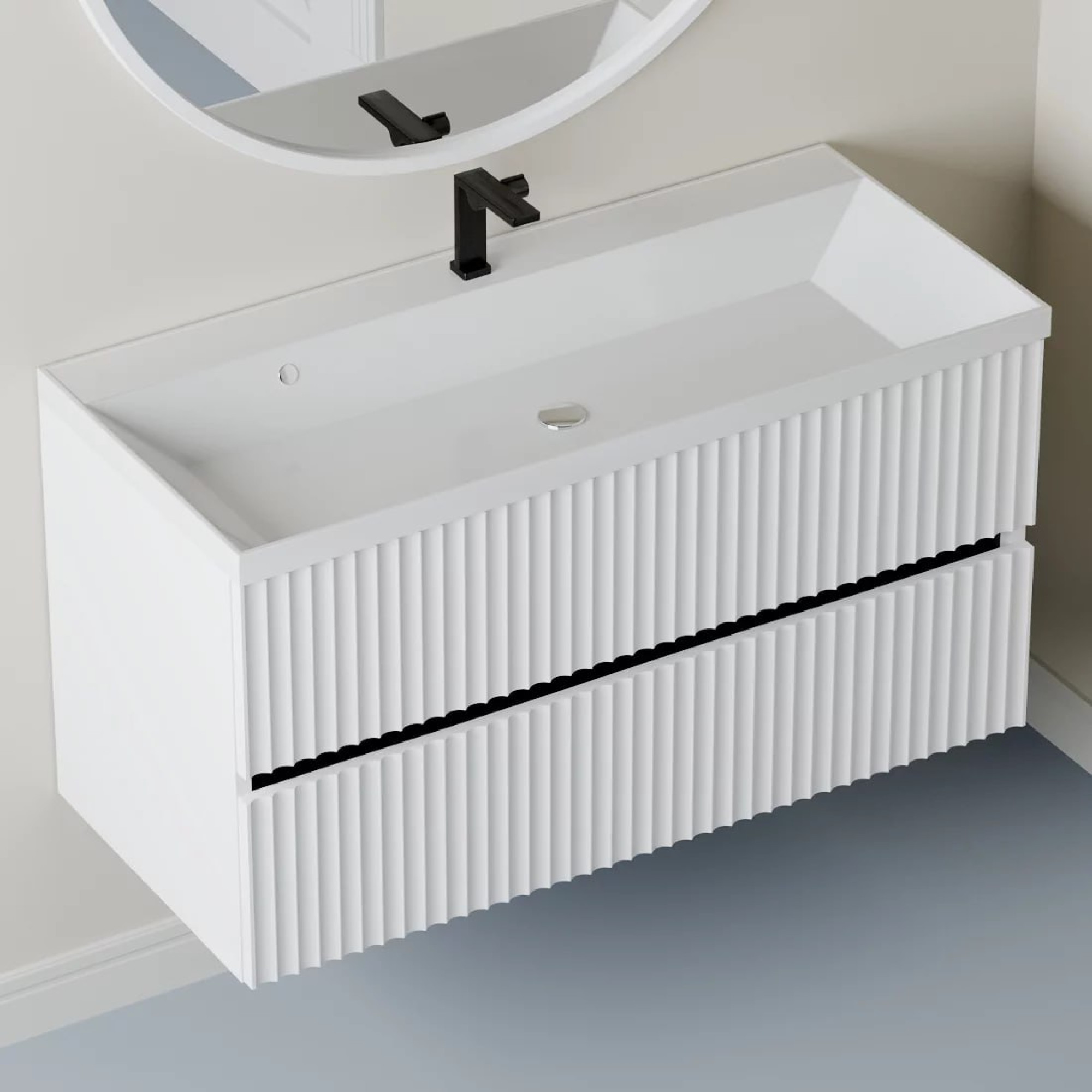 Тумба подвесная Vela Волна 80П под Classica (белый мат) черный гола TU5871 фото-2