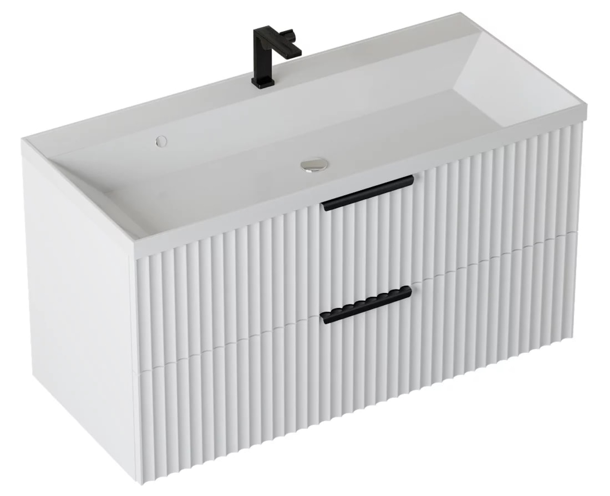 Тумба подвесная Vela Волна 100П под Classica (белый мат) черный хекси TU9218 - фото1