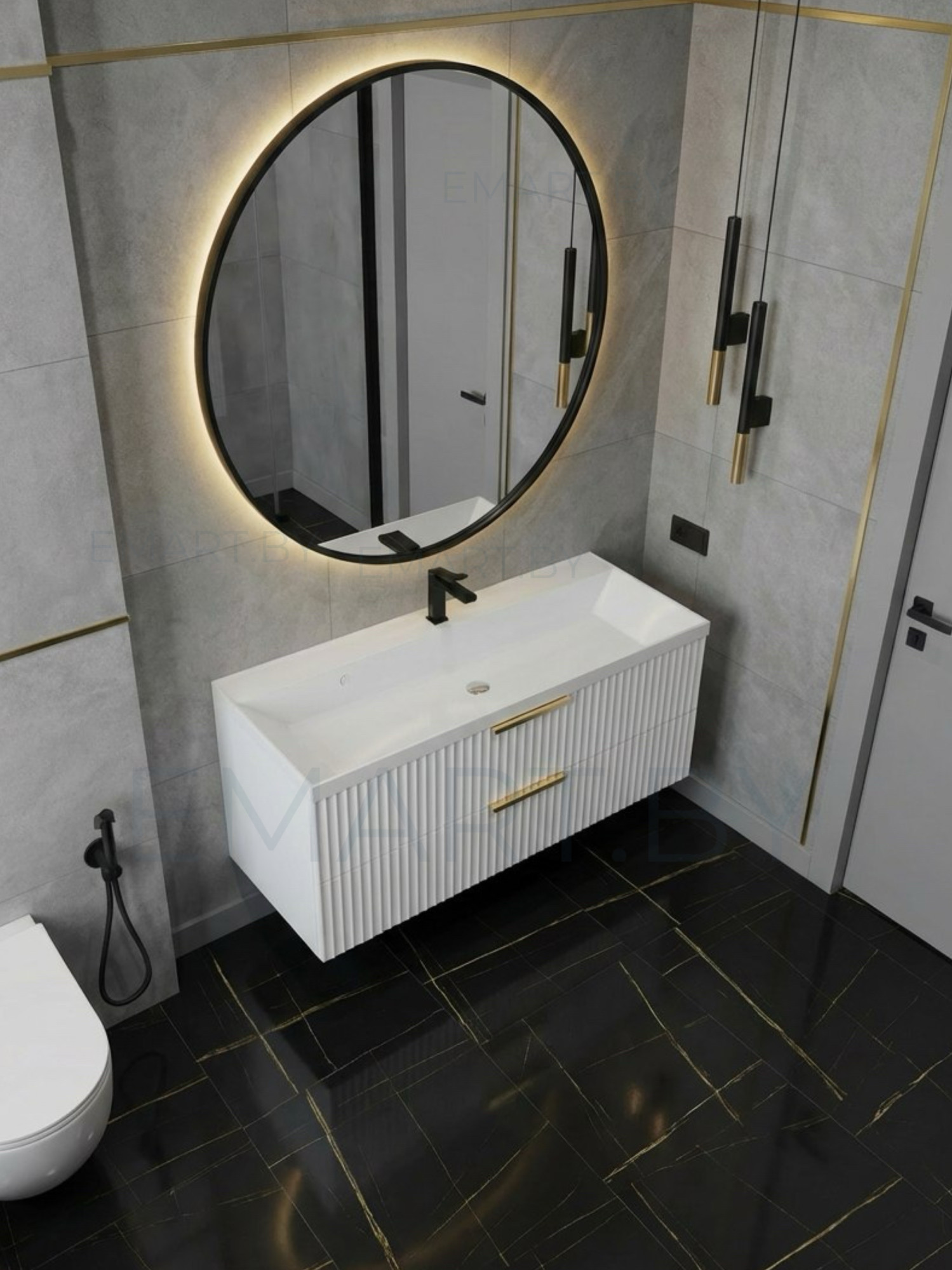 Тумба подвесная Vela Волна 100П под Classica (белый мат) золото хекси TU9224 фото-3