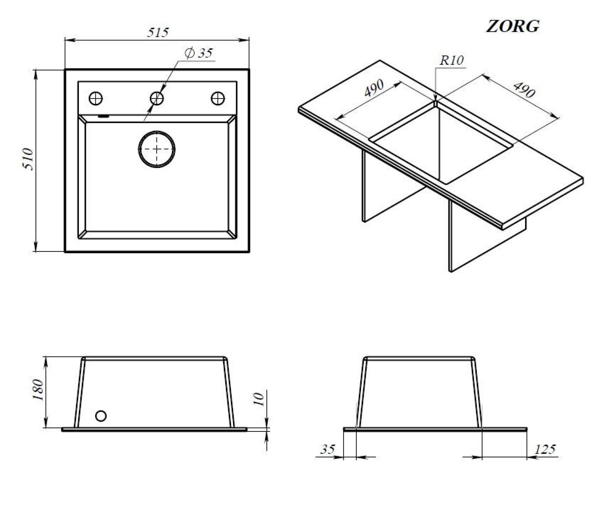 Кухонная мойка ZorG Como 51 (черный опал) фото-5