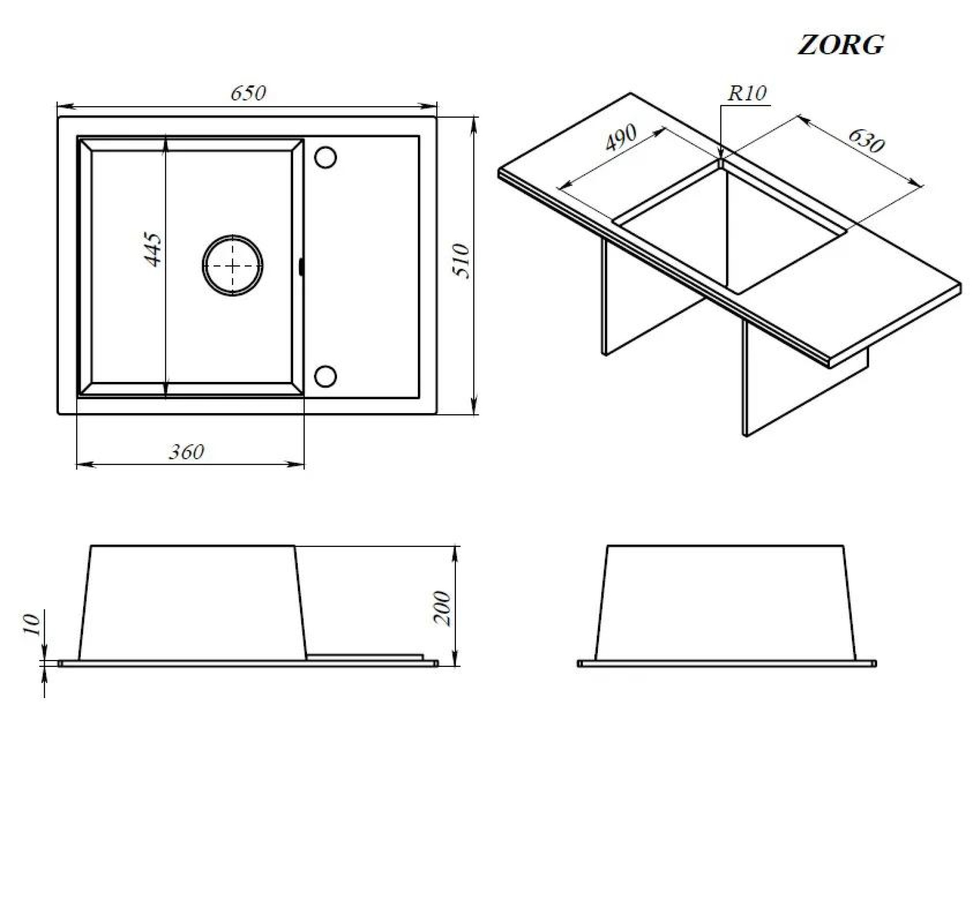 Кухонная мойка ZorG Rock 65 Premium black metallic фото-3