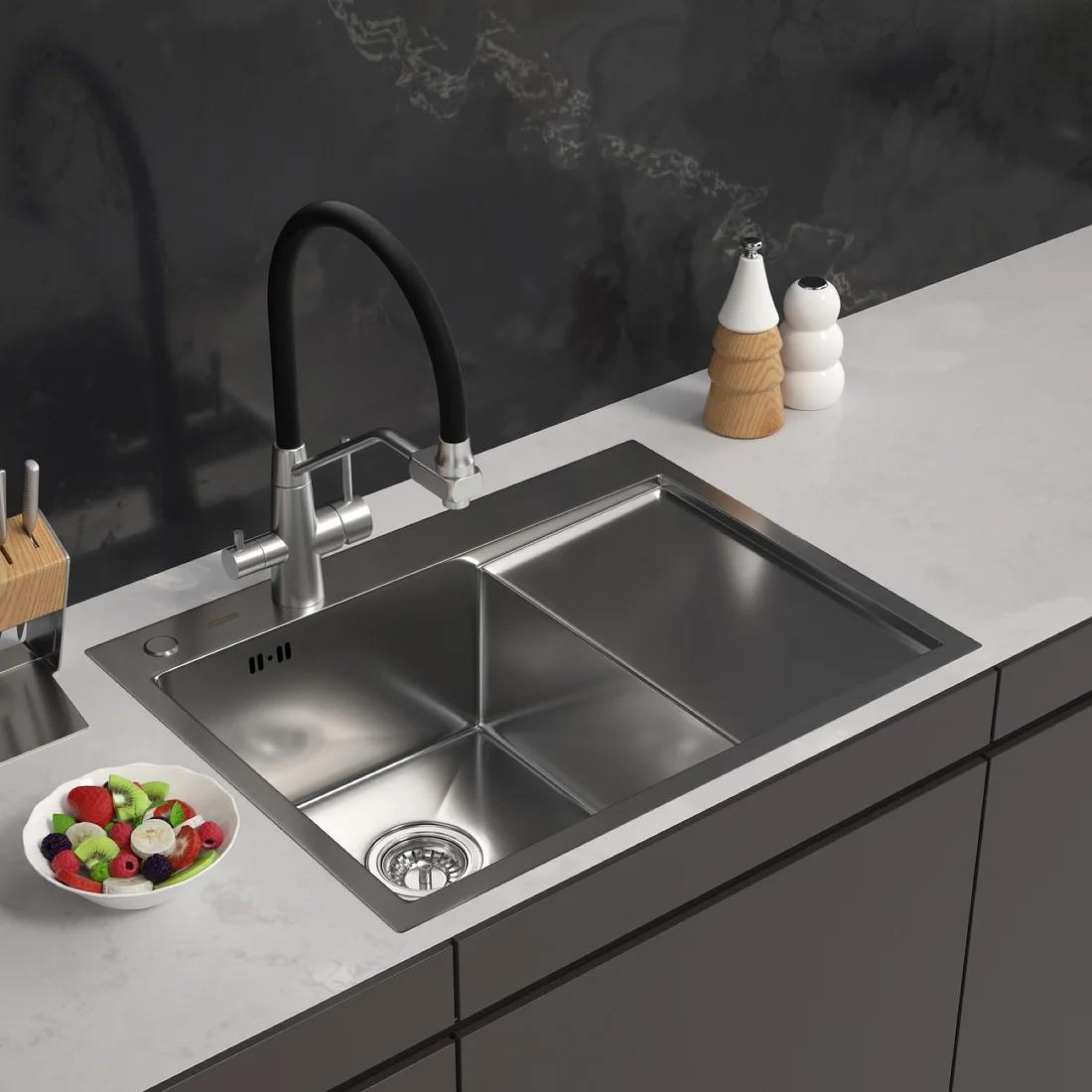 Кухонная мойка ARFEKA ECO AR 650*500 L SATIN - фото2