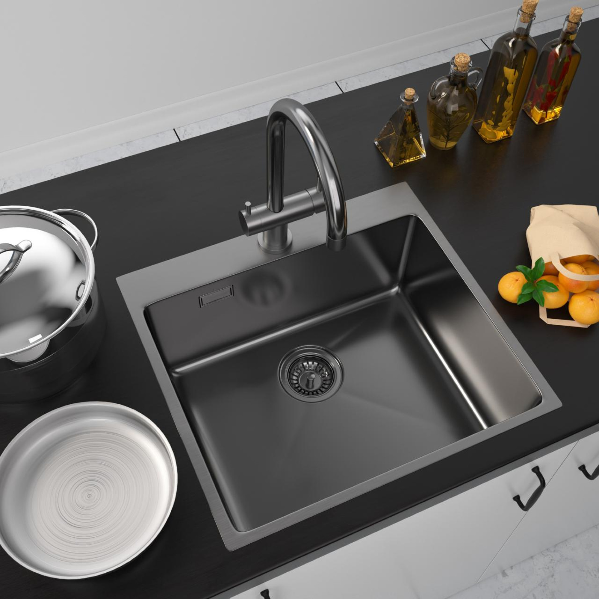 Кухонная мойка ZorG ZRE 5551 graphite - фото2
