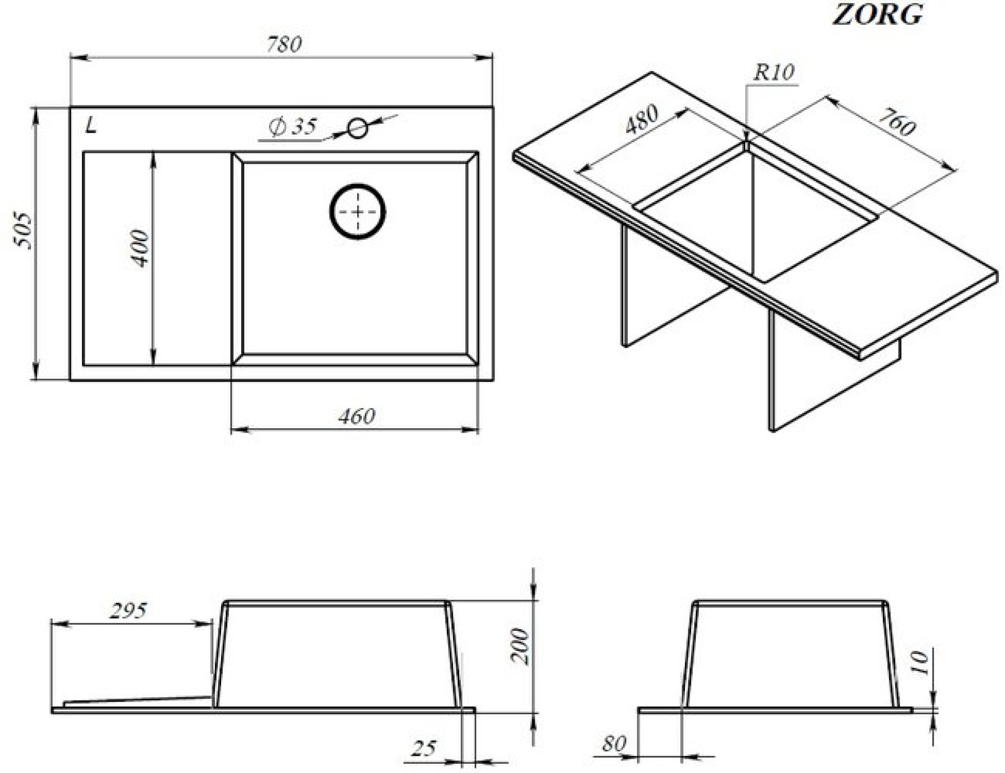 Кухонная мойка ZorG ZRN 5080 Premium R фото-7