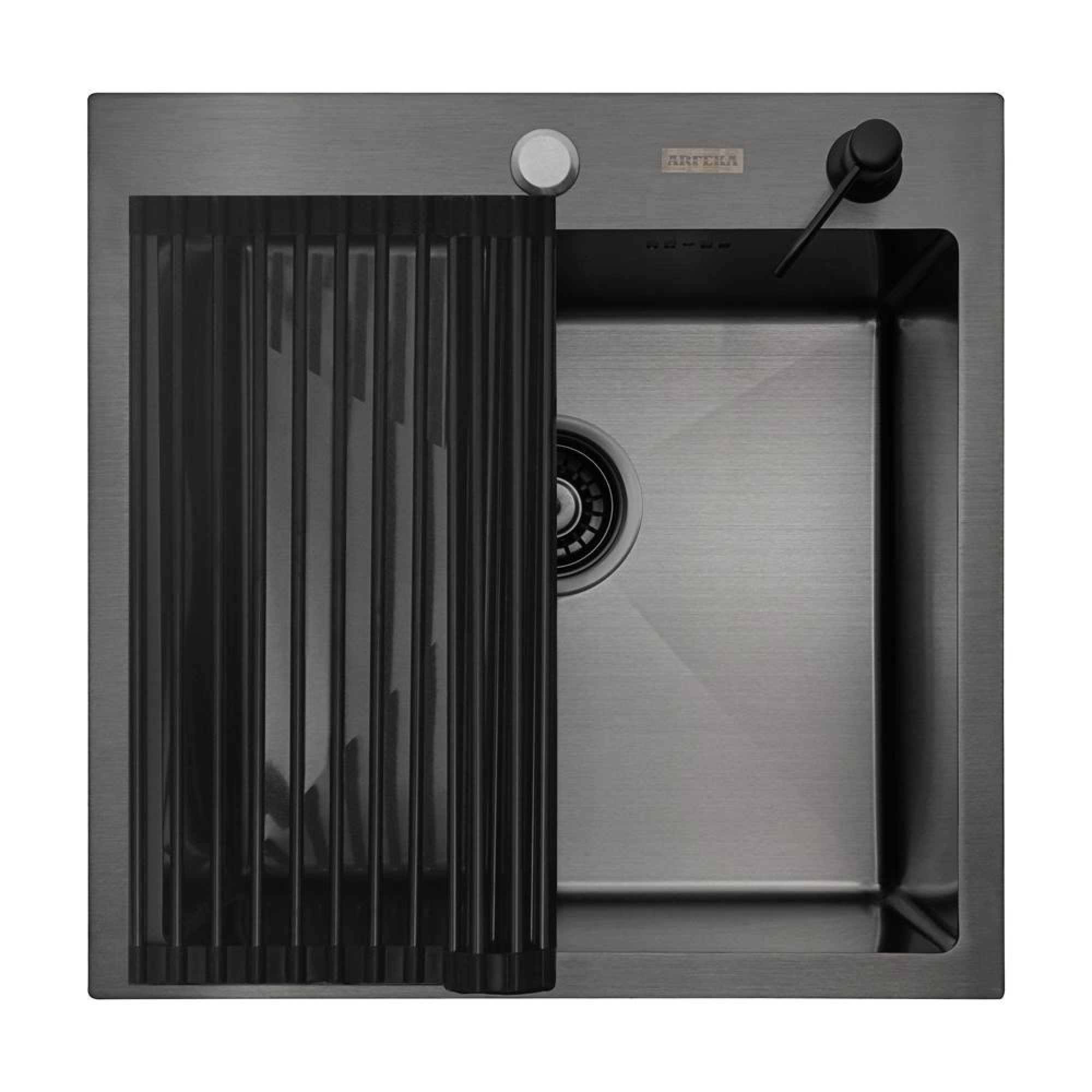 Кухонная мойка ARFEKA ECO AR мойка 500*500, роллер-мат, дозатор Black - фото1