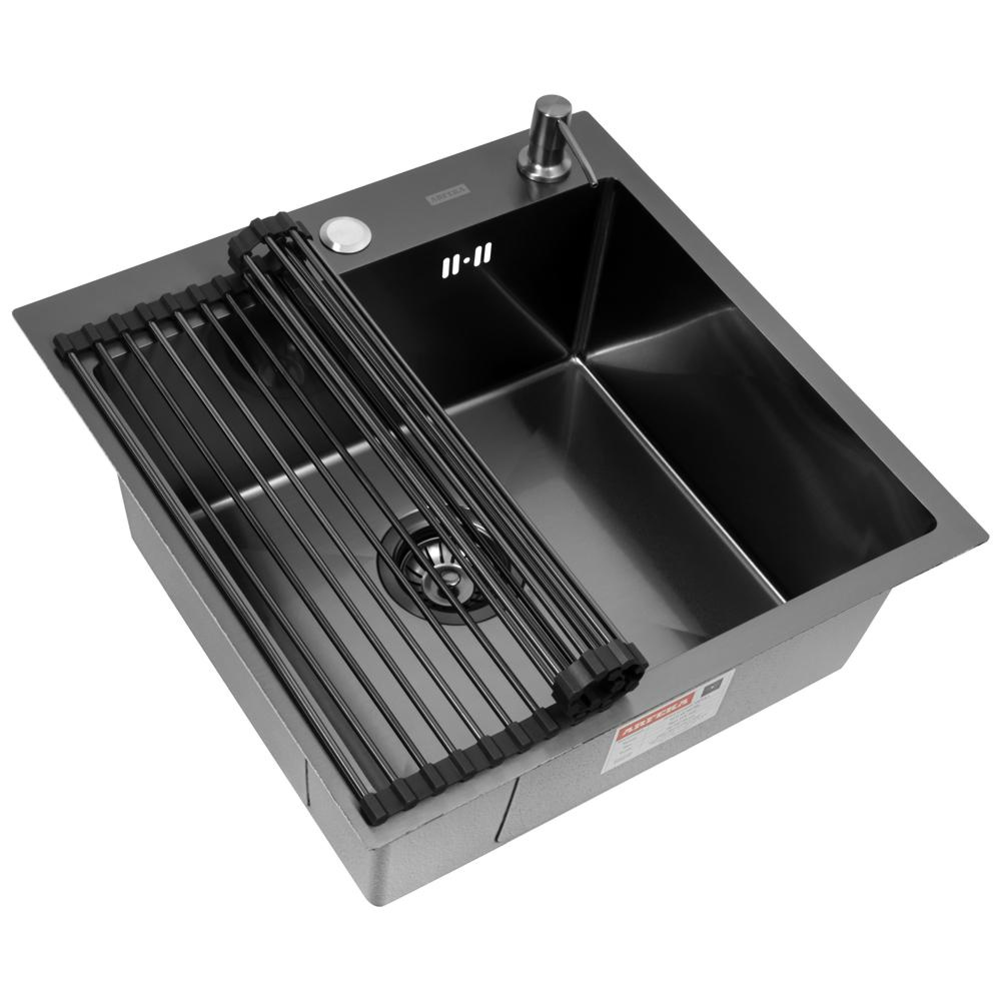 Кухонная мойка ARFEKA ECO AR мойка 500*500, роллер-мат, дозатор Black фото-7