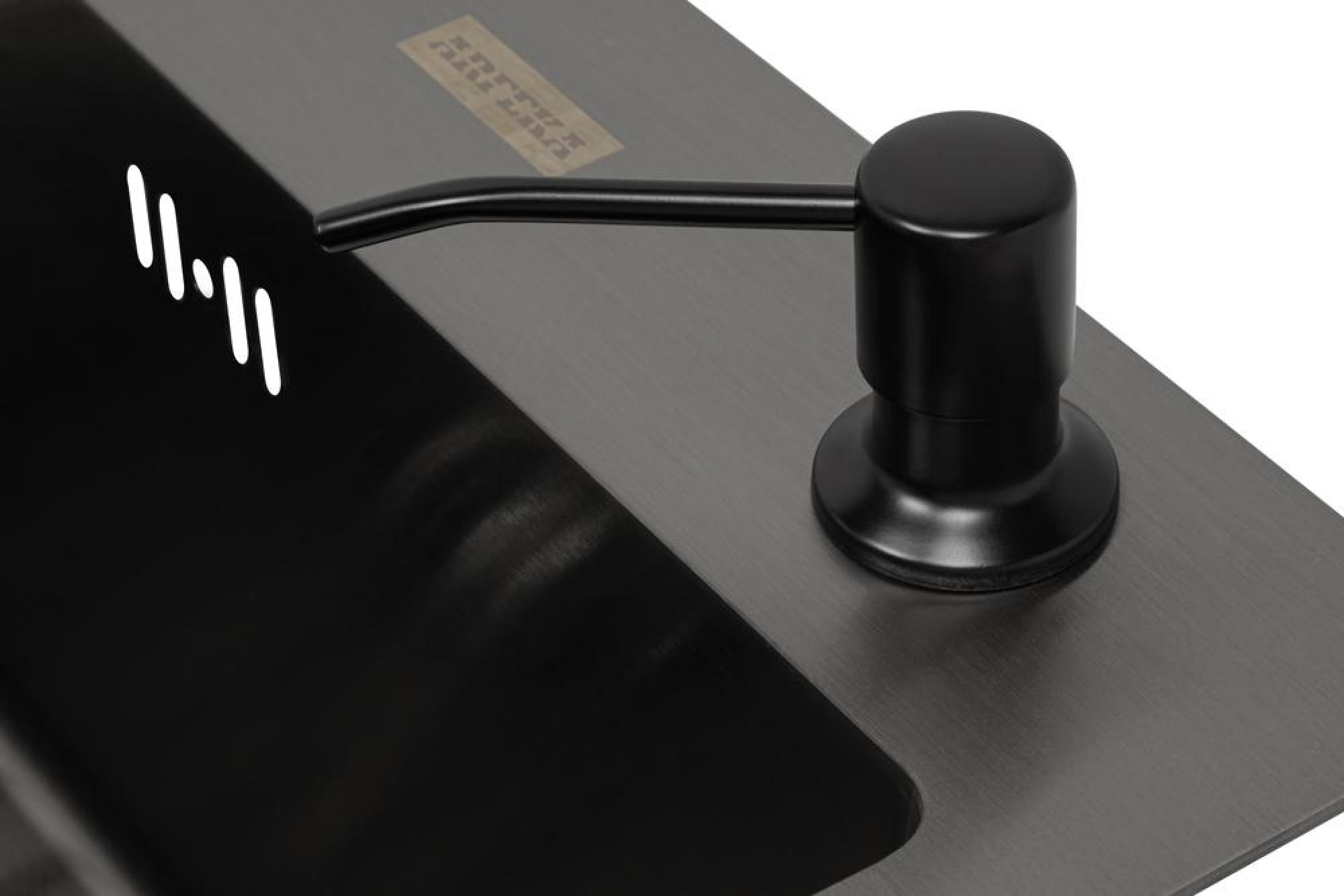 Кухонная мойка ARFEKA ECO AR мойка 500*500, коландер, дозатор BLACK фото-3