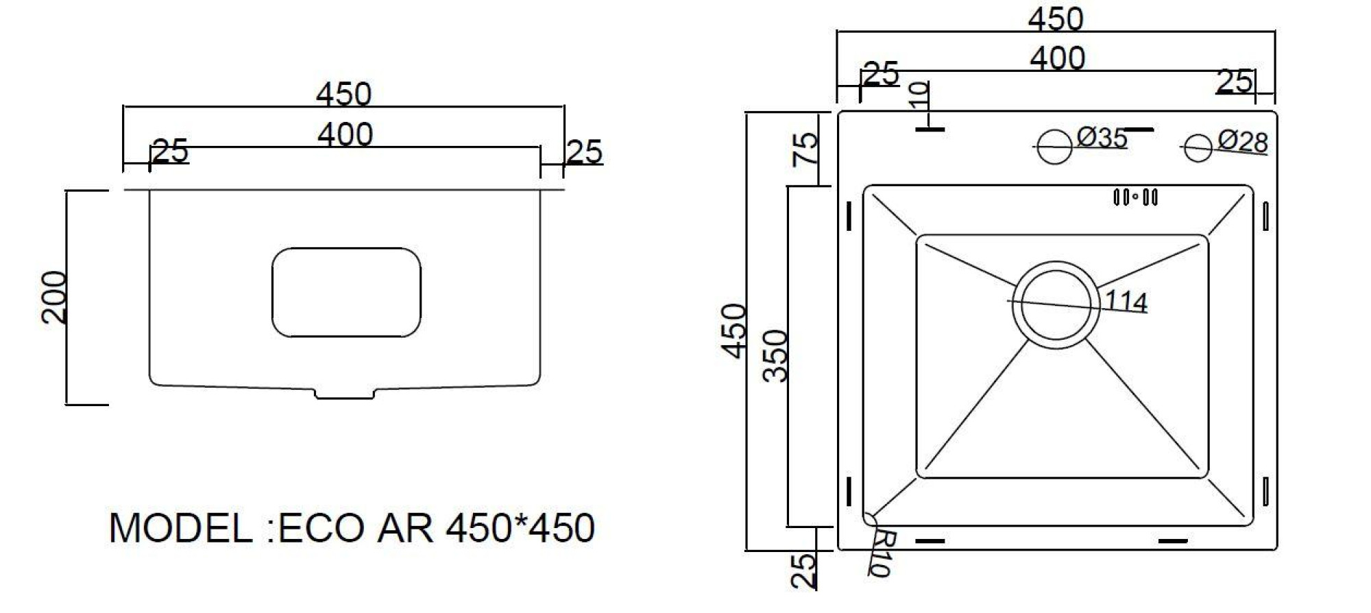 Кухонная мойка ARFEKA ECO AR 450*450 SATIN DECOR MILLET GRAINS (настольная) фото-5