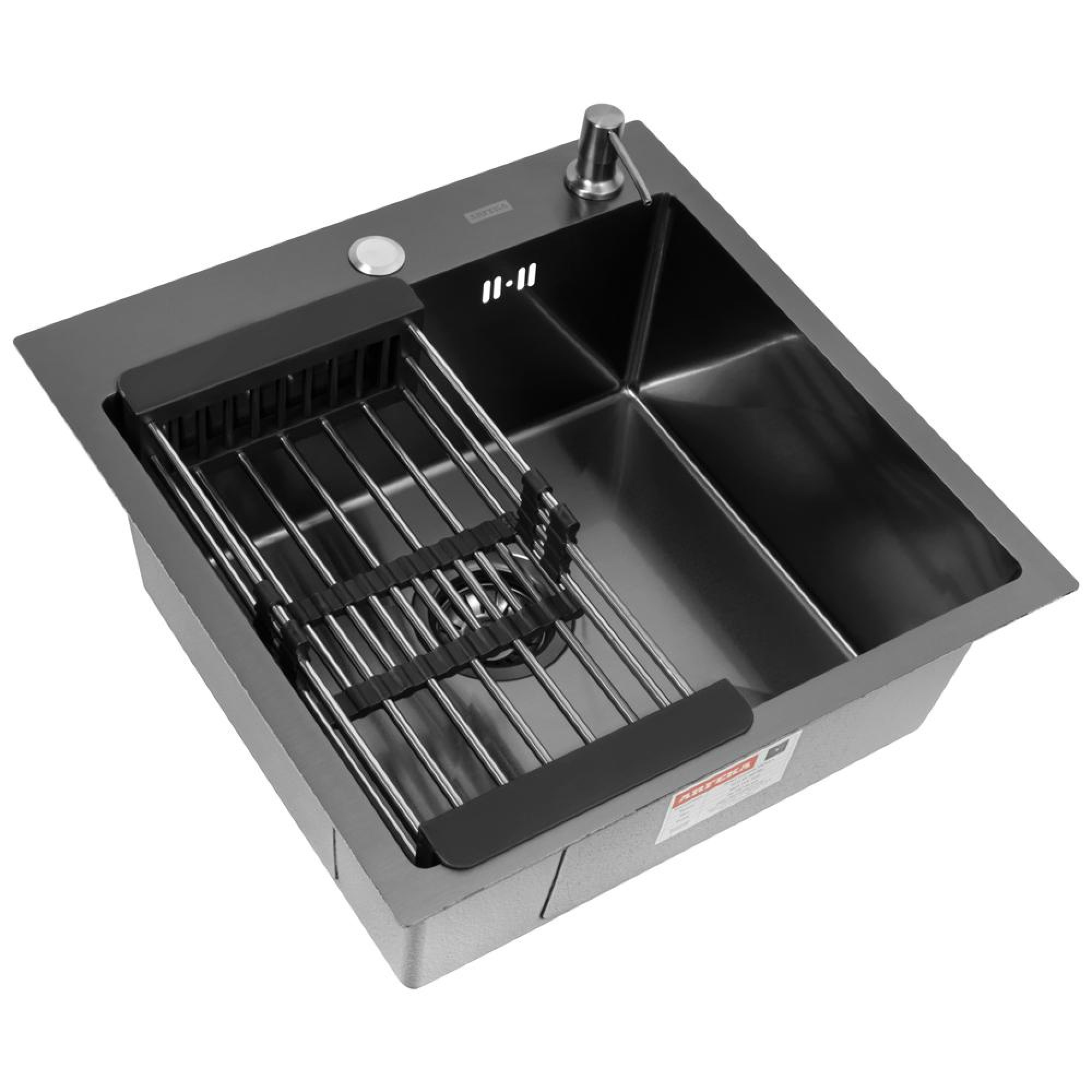 Кухонная мойка ARFEKA ECO AR мойка 500*500, коландер, дозатор BLACK фото-10