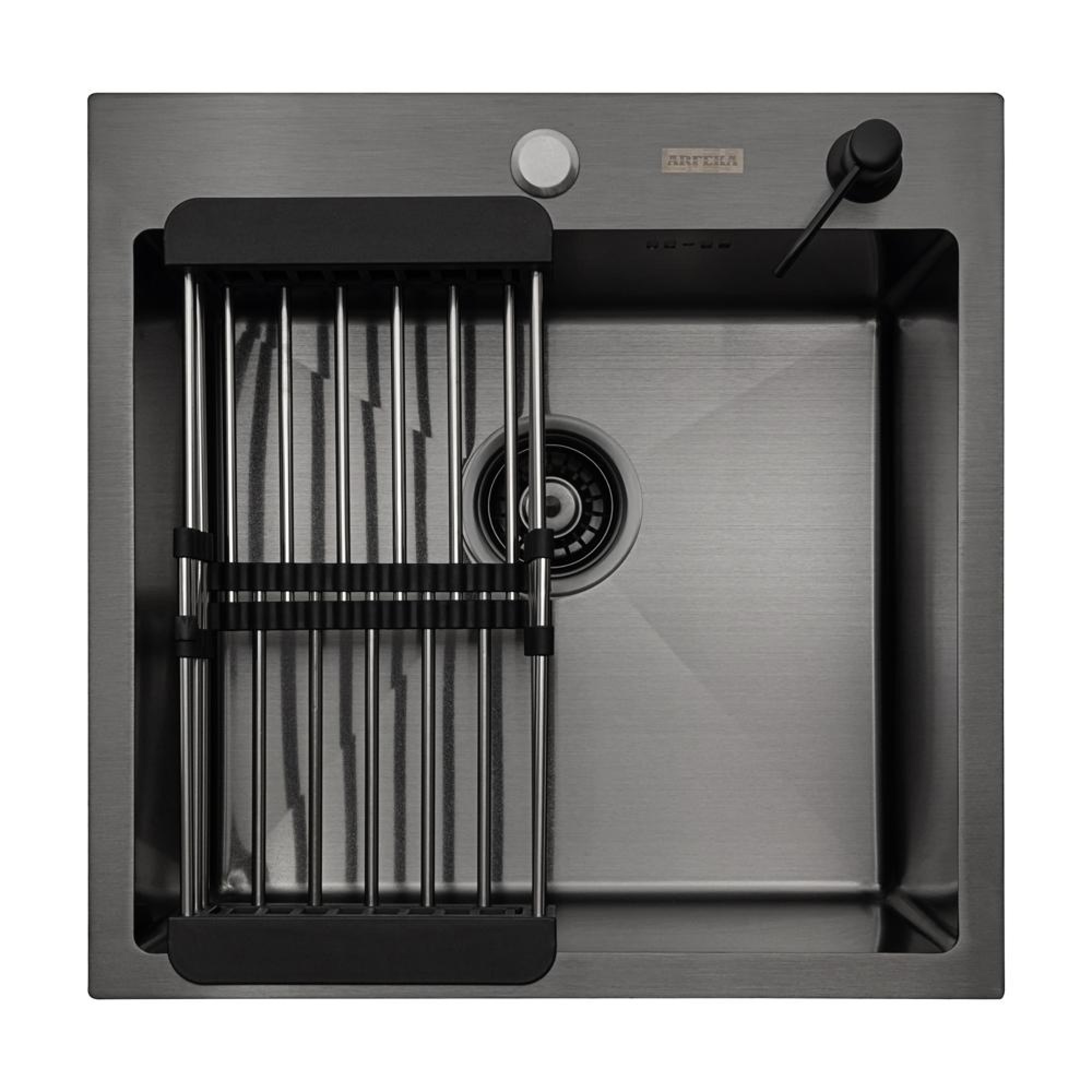 Кухонная мойка ARFEKA ECO AR мойка 500*500, коландер, дозатор BLACK - фото1