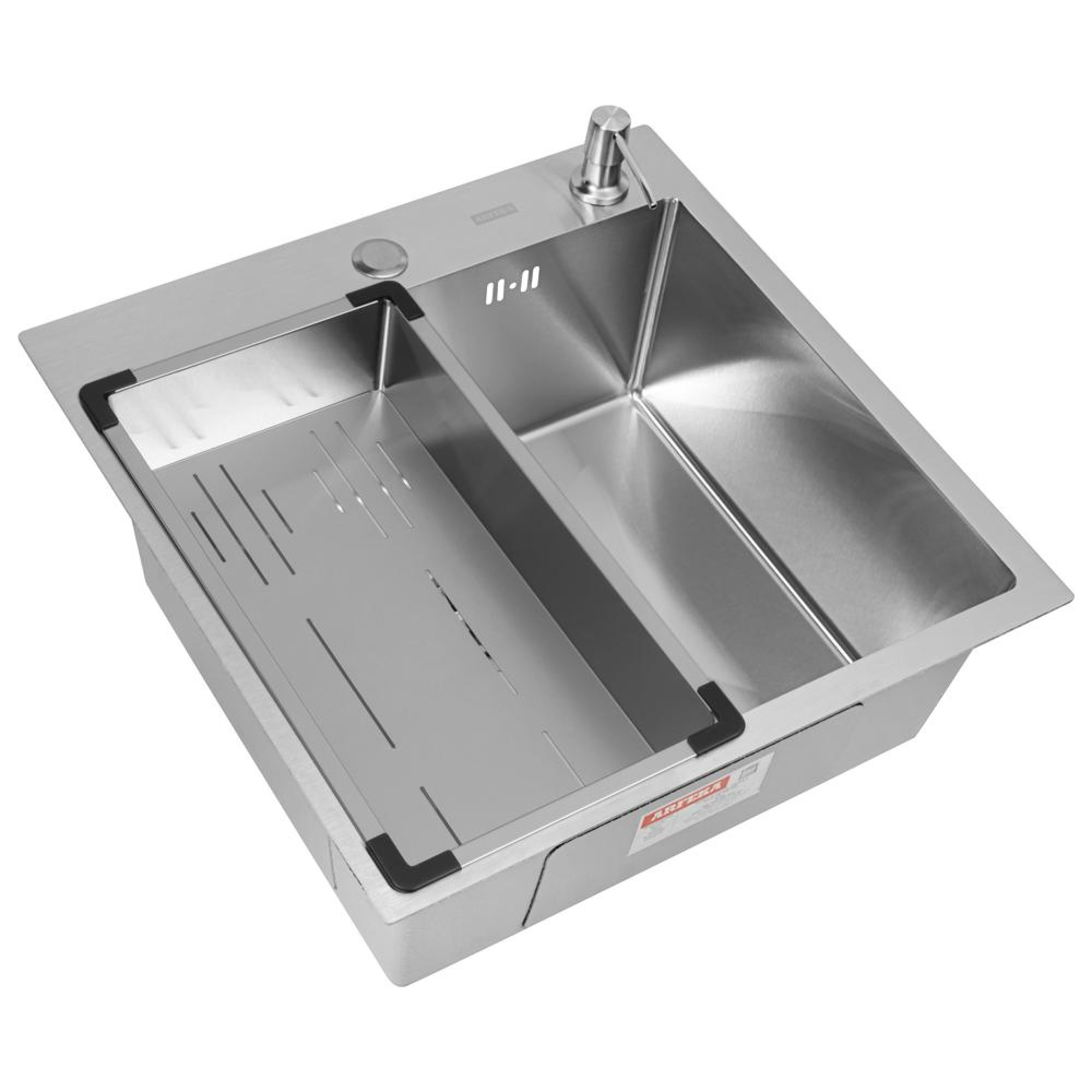 Кухонная мойка ARFEKA Eco AR мойка 500*500, коландер G, дозатор Satin - фото2