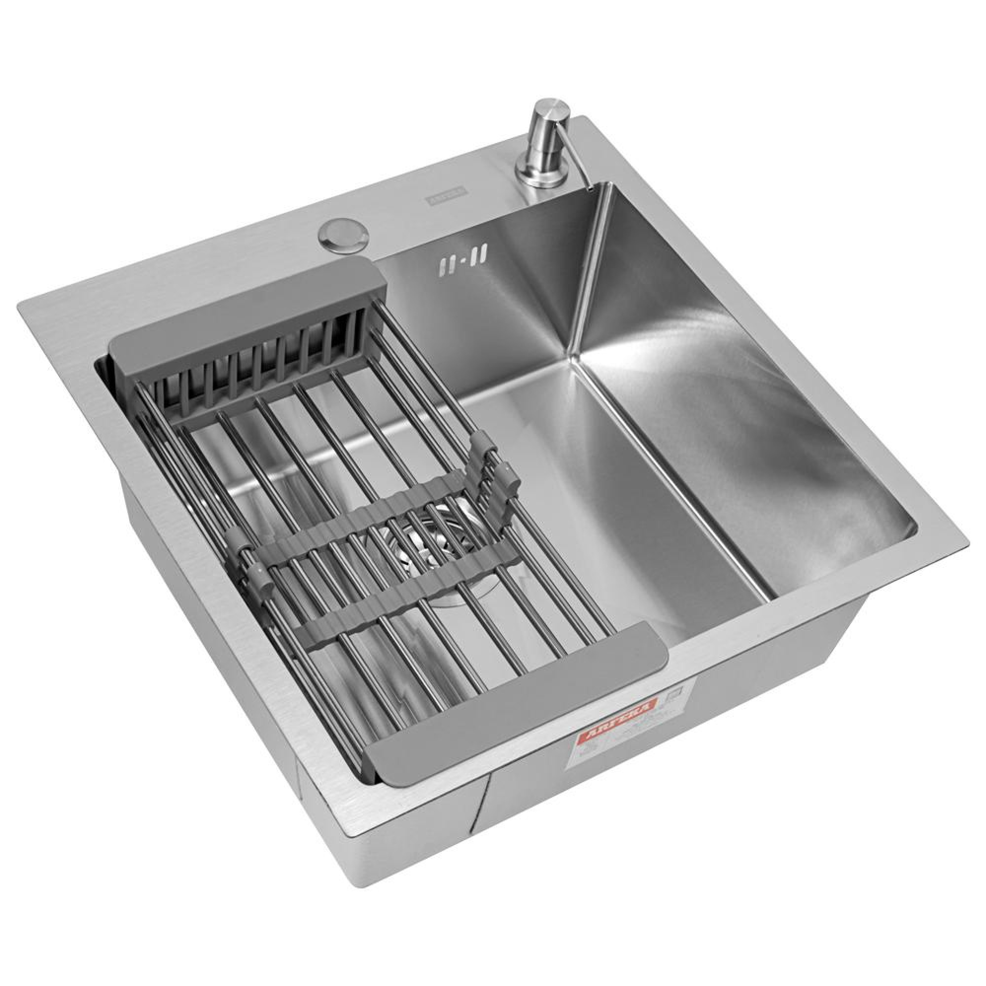 Кухонная мойка ARFEKA ECO AR мойка 500*500, коландер, дозатор SATIN фото-8