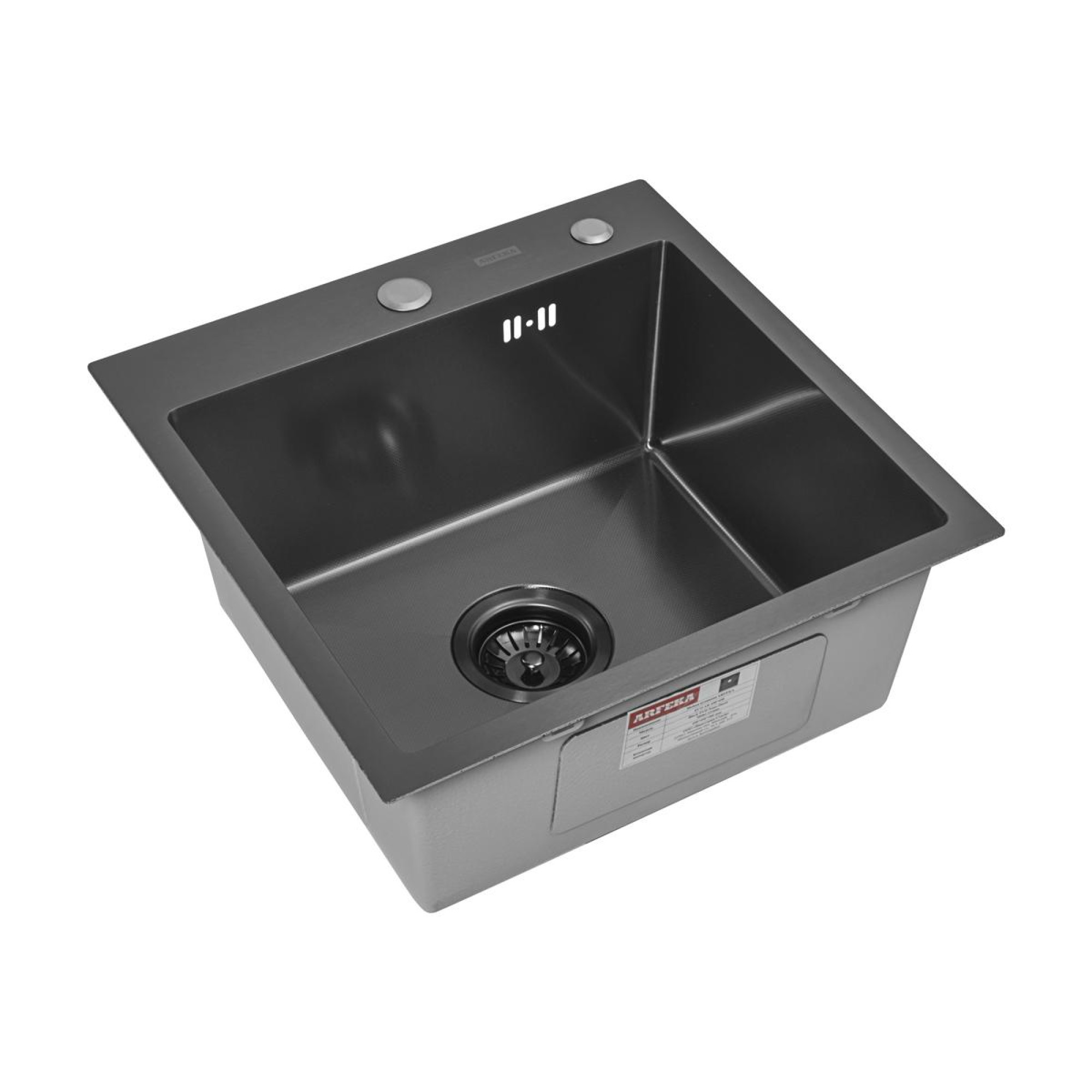 Кухонная мойка ARFEKA ECO AR 450*450 BLACK PVD NANO DECOR MILLET GRAINS (настольная) - фото2