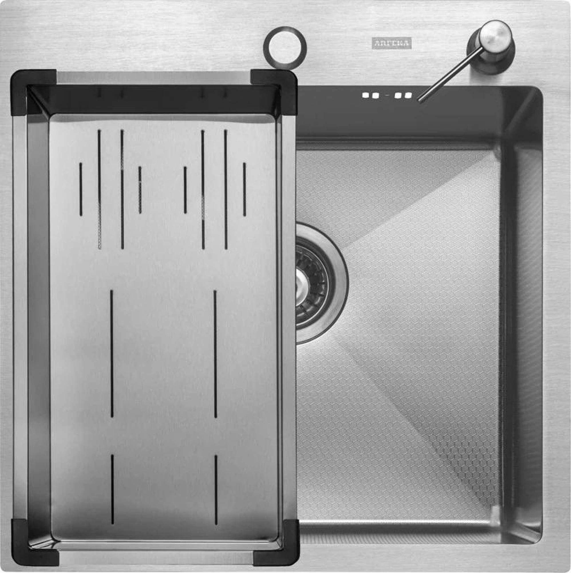 Кухонная мойка ARFEKA ECO AR мойка 500*500, коландер, дозатор SATIN DECOR - фото2 Кухонная мойка ARFEKA ECO AR мойка 500*500, коландер, дозатор SATIN DECOR - фото2